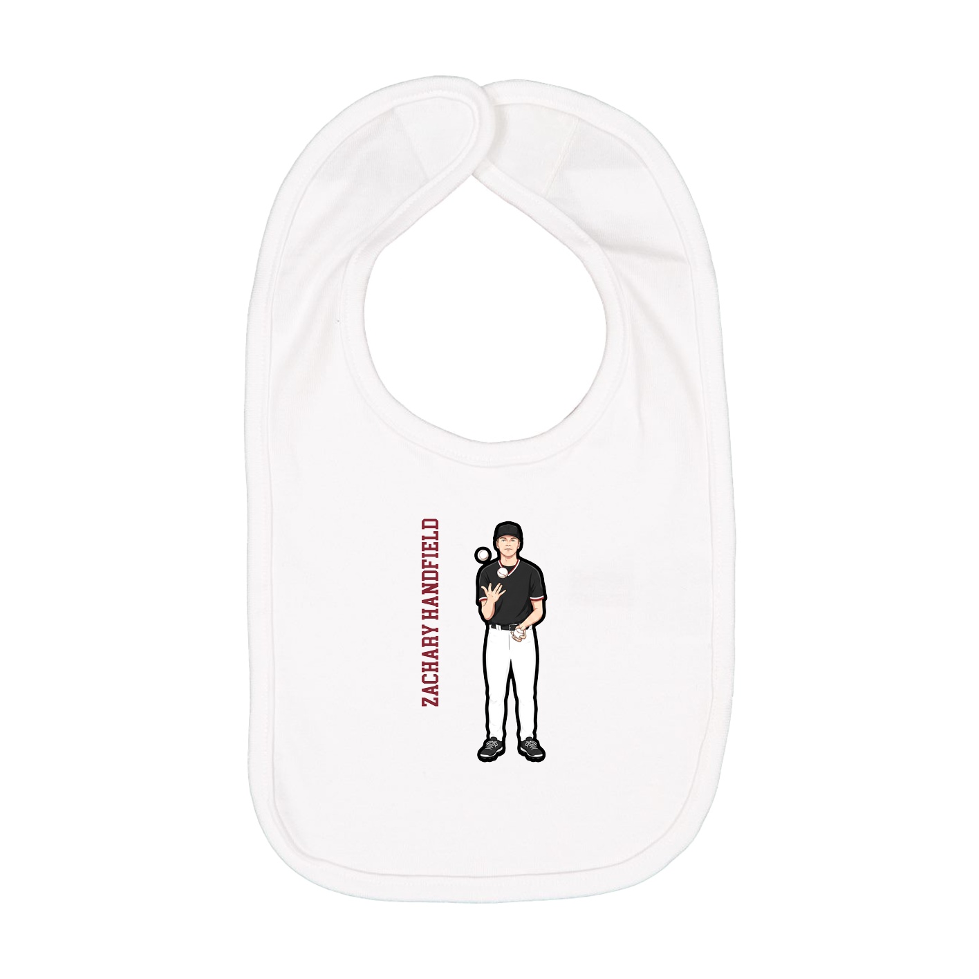 Infant Bib — Name Vertical in White