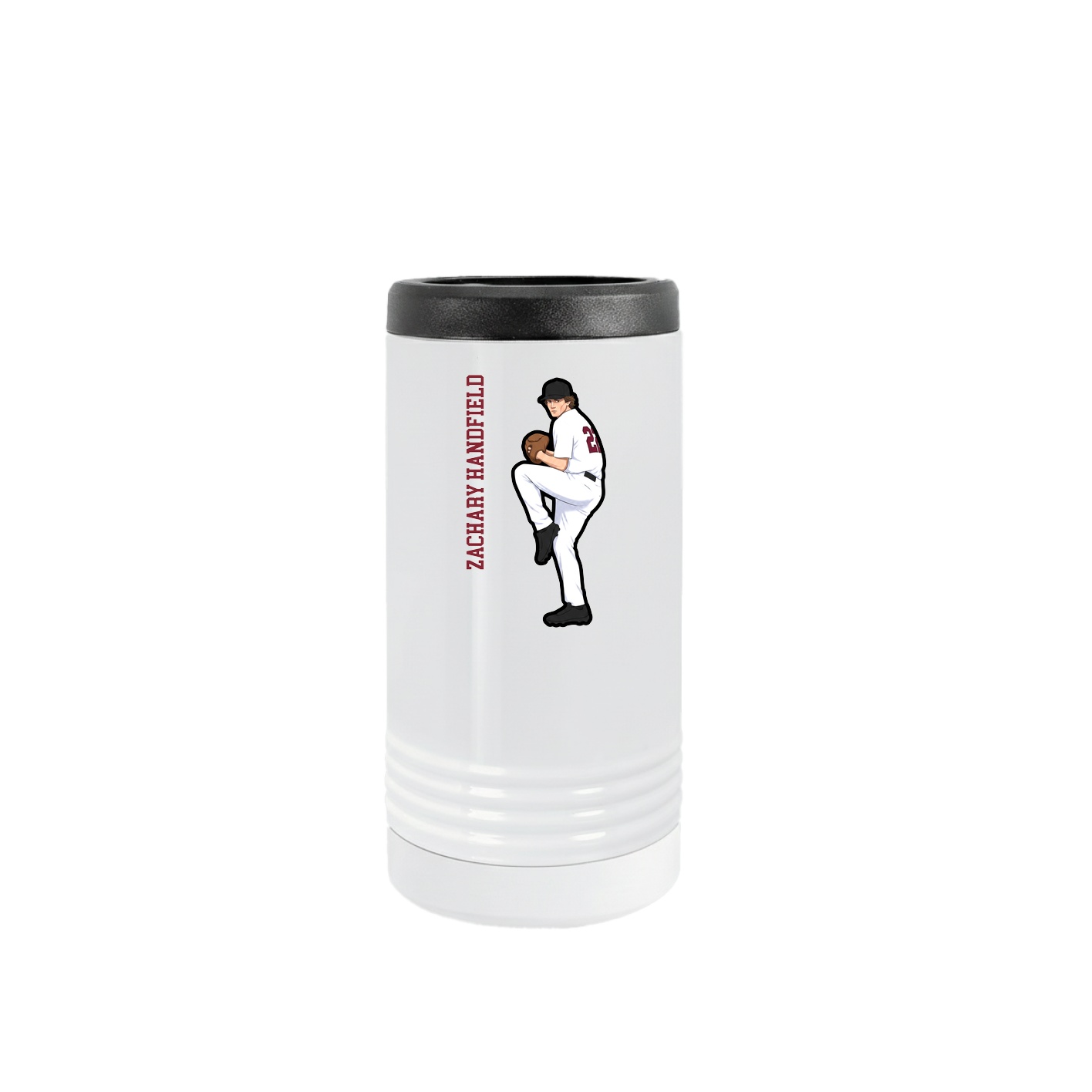 Slim Beverage Holder — Name Vertical in White