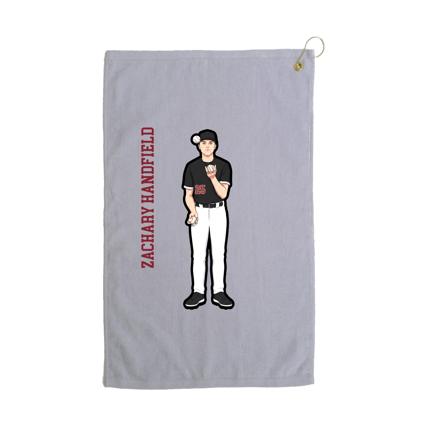 Golf Towel — Name Vertical in Grey