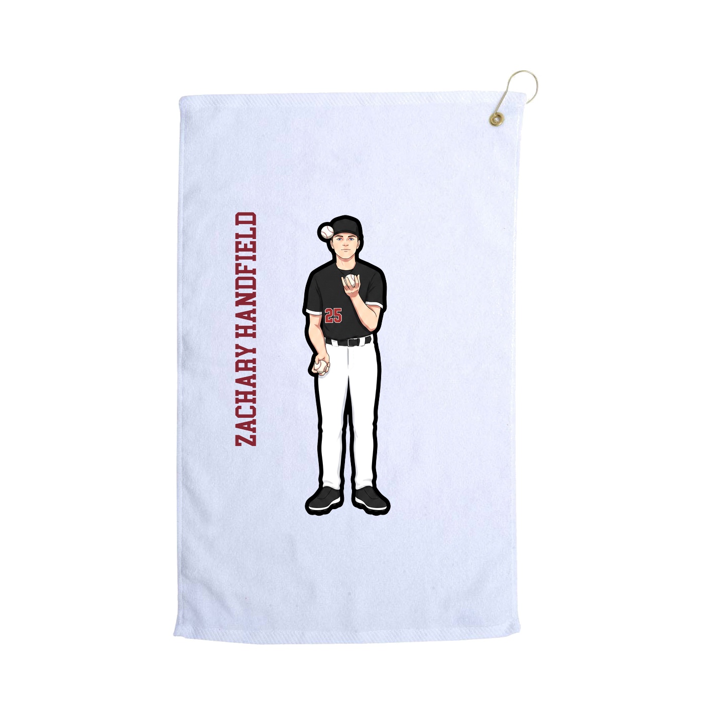 Golf Towel — Name Vertical in White
