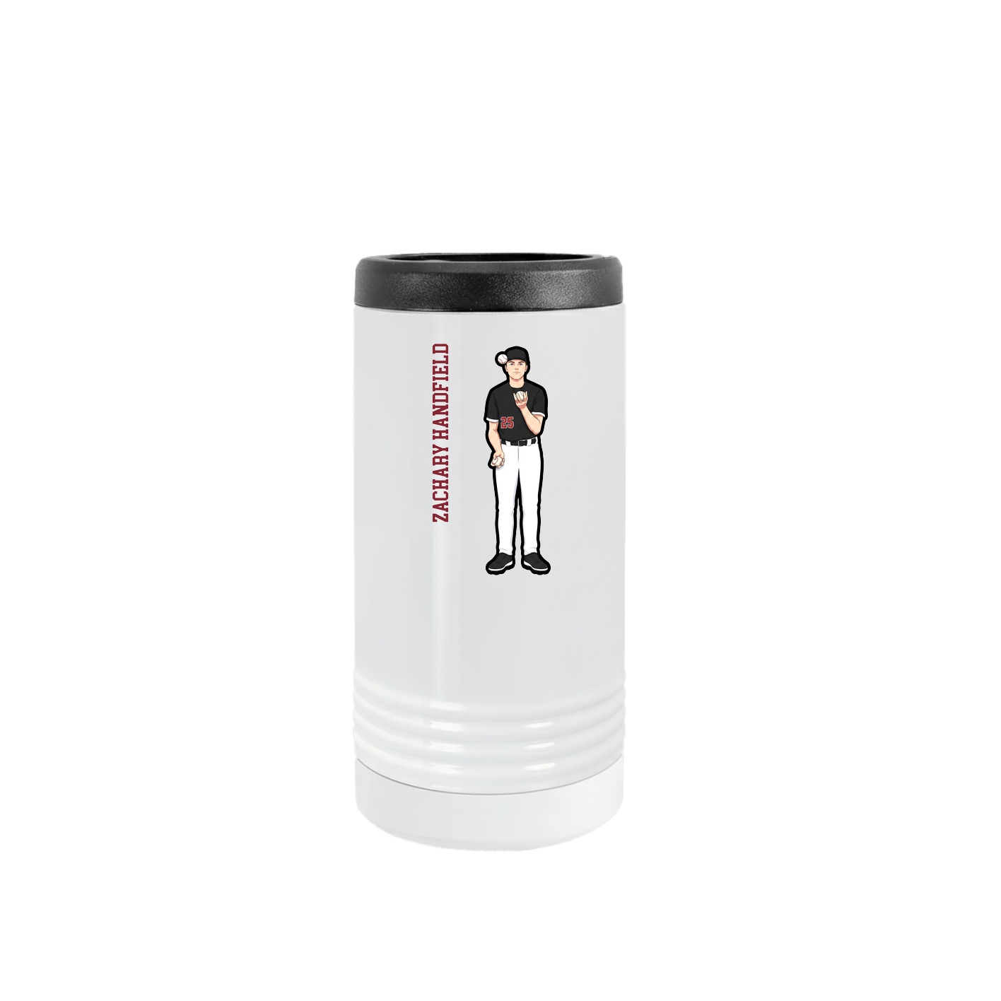 Slim Beverage Holder — Name Vertical in White