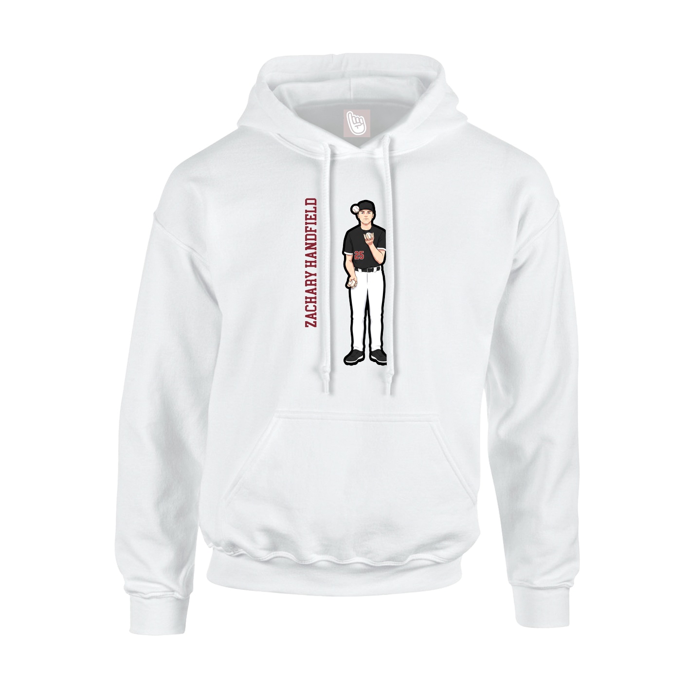 Youth Hoodie — Name Vertical in White