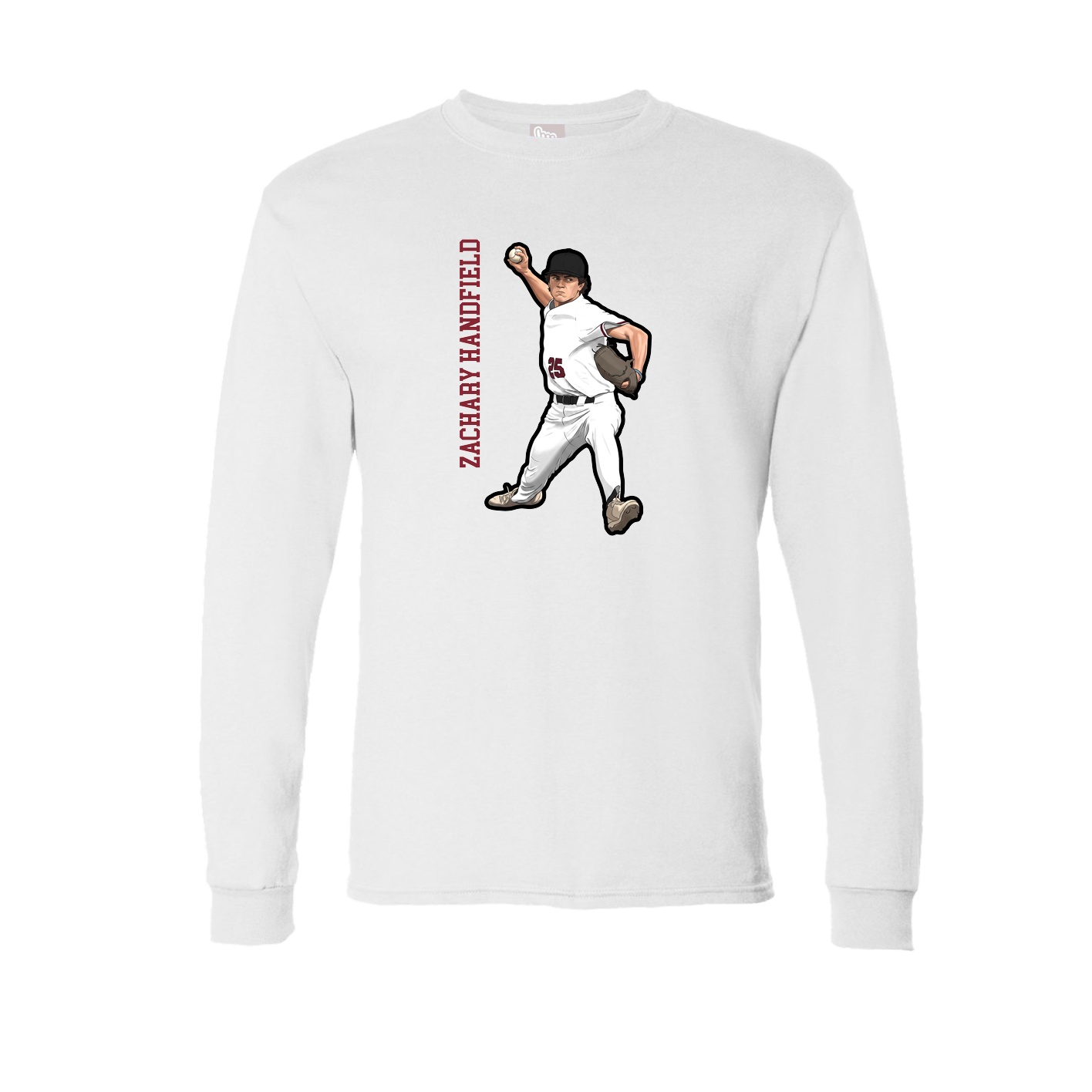 Long Sleeve Tee — Name Vertical in White