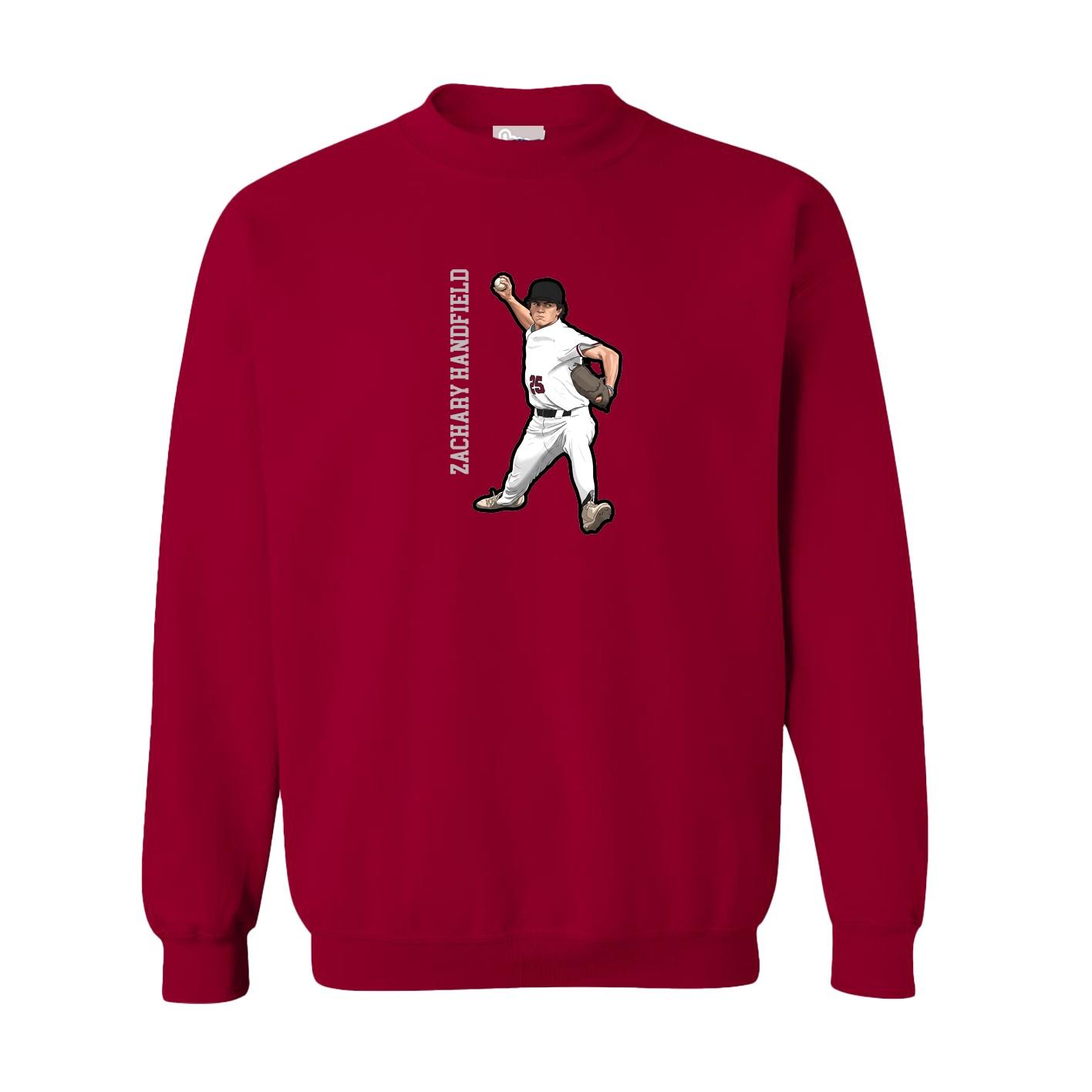 Fleece Crew — Name Vertical in Cardinal
