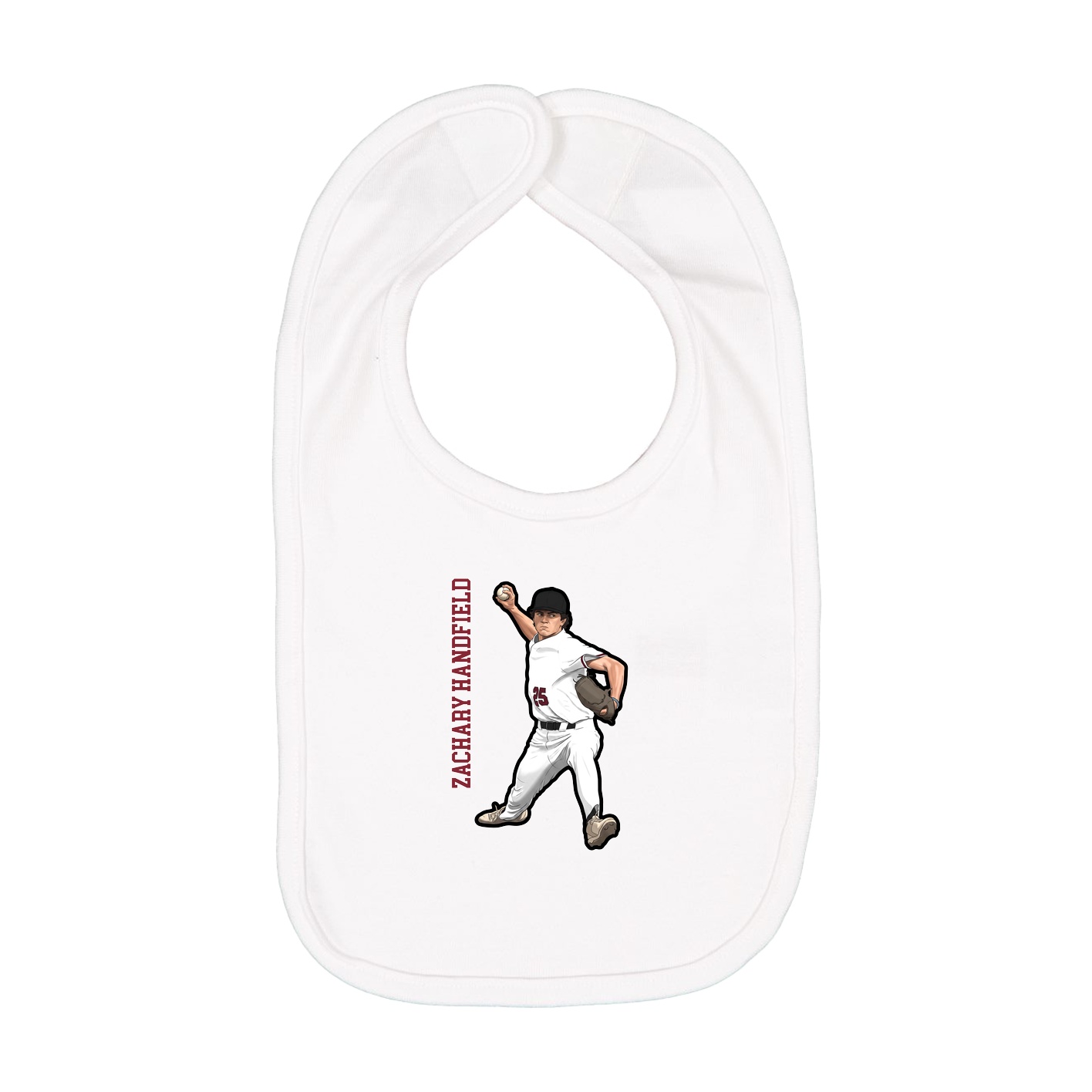 Infant Bib — Name Vertical in White