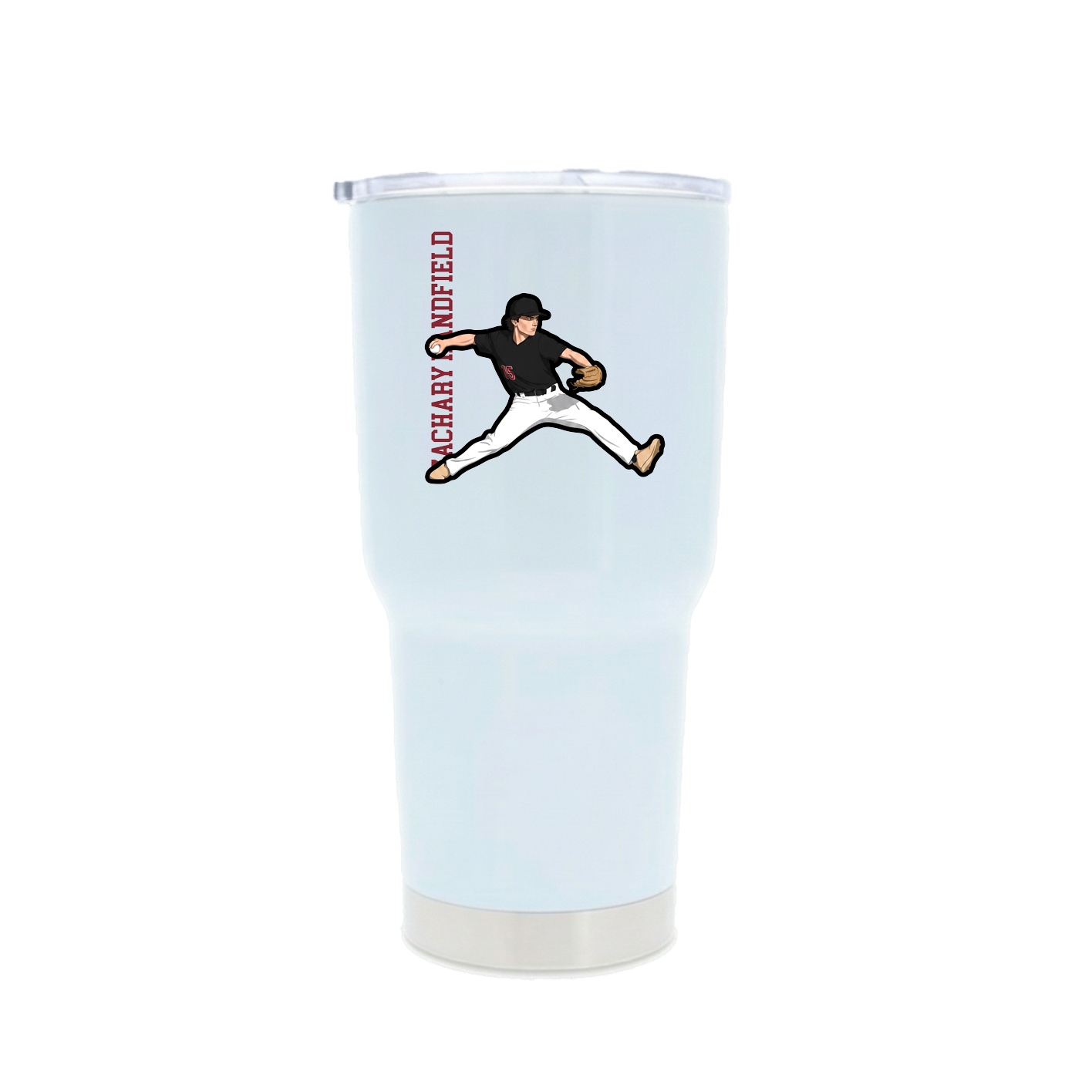 30oz Stainless Steel Tumbler — Name Vertical in White