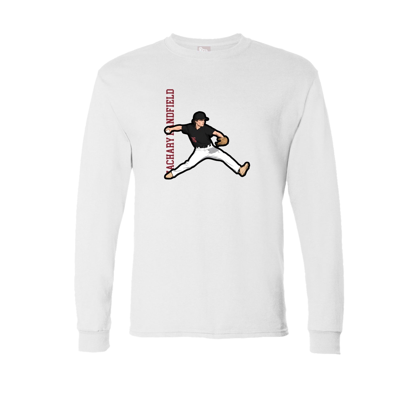 Long Sleeve Tee — Name Vertical in White