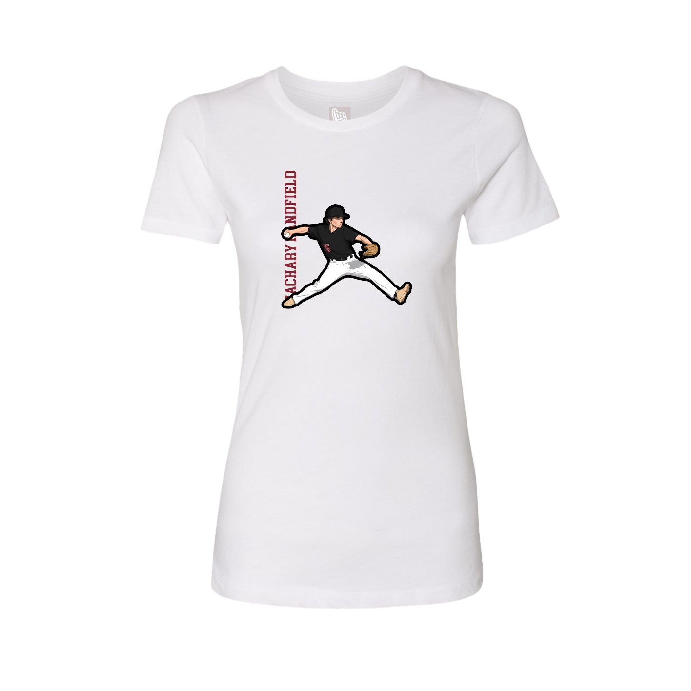 Womens Tee — Name Vertical in White