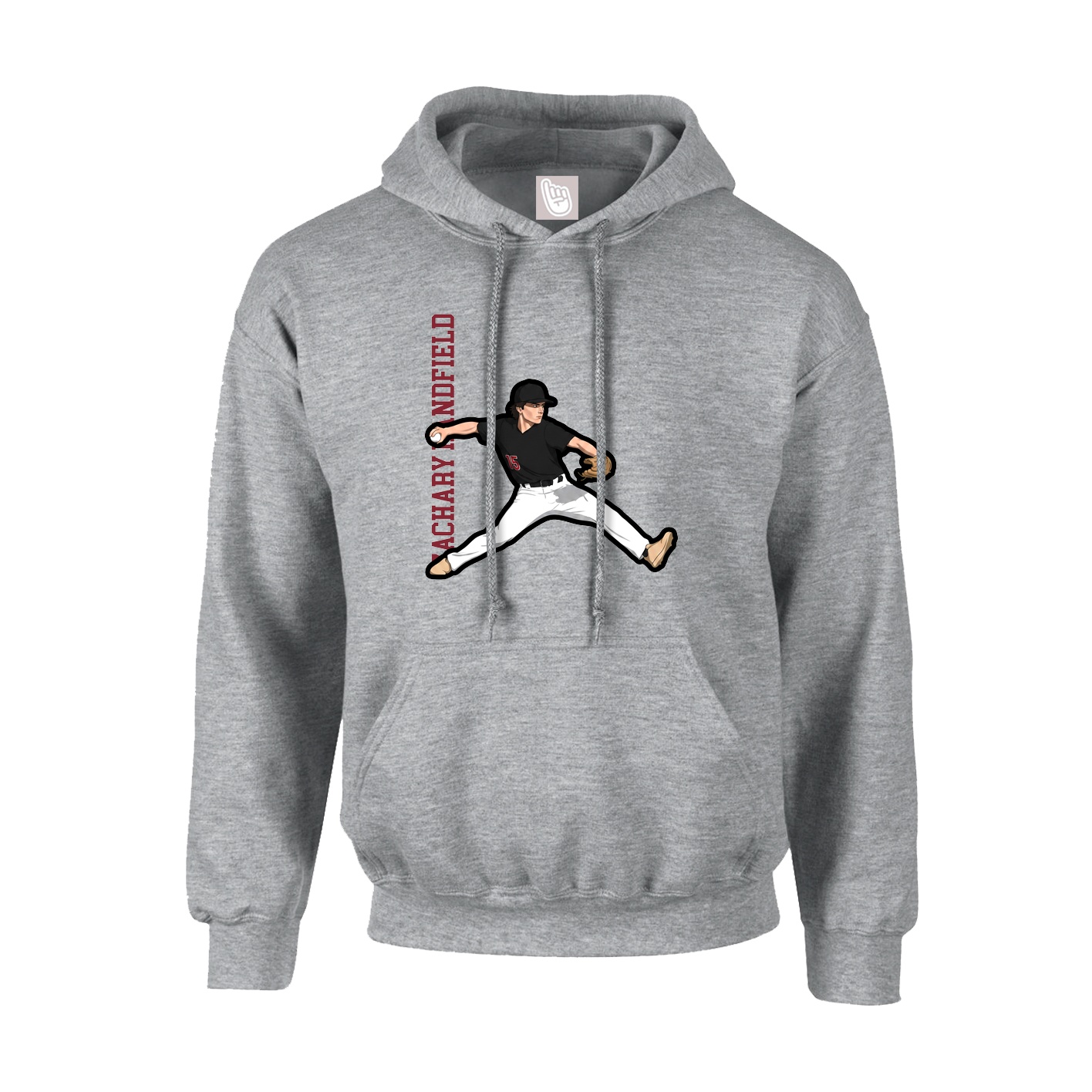 Hoodie — Name Vertical in Grey