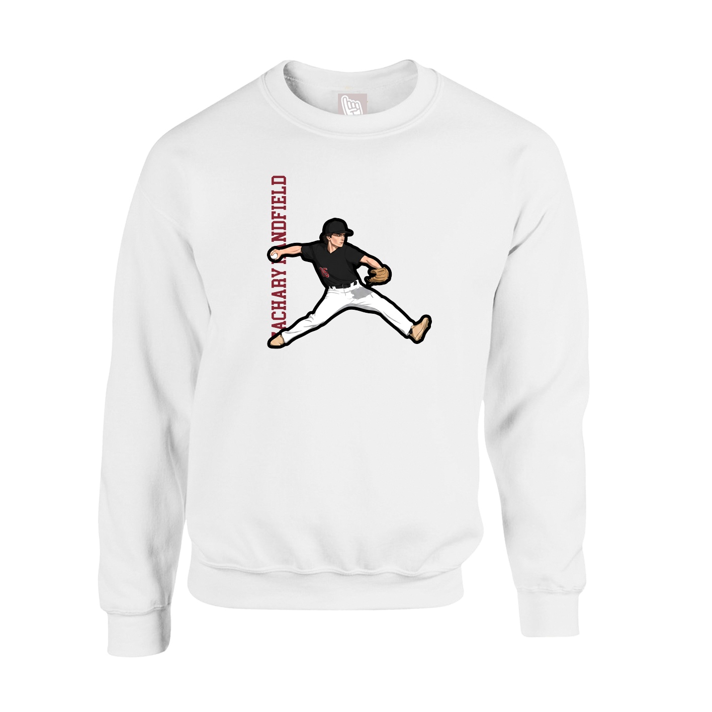 Fleece Crew — Name Vertical in White