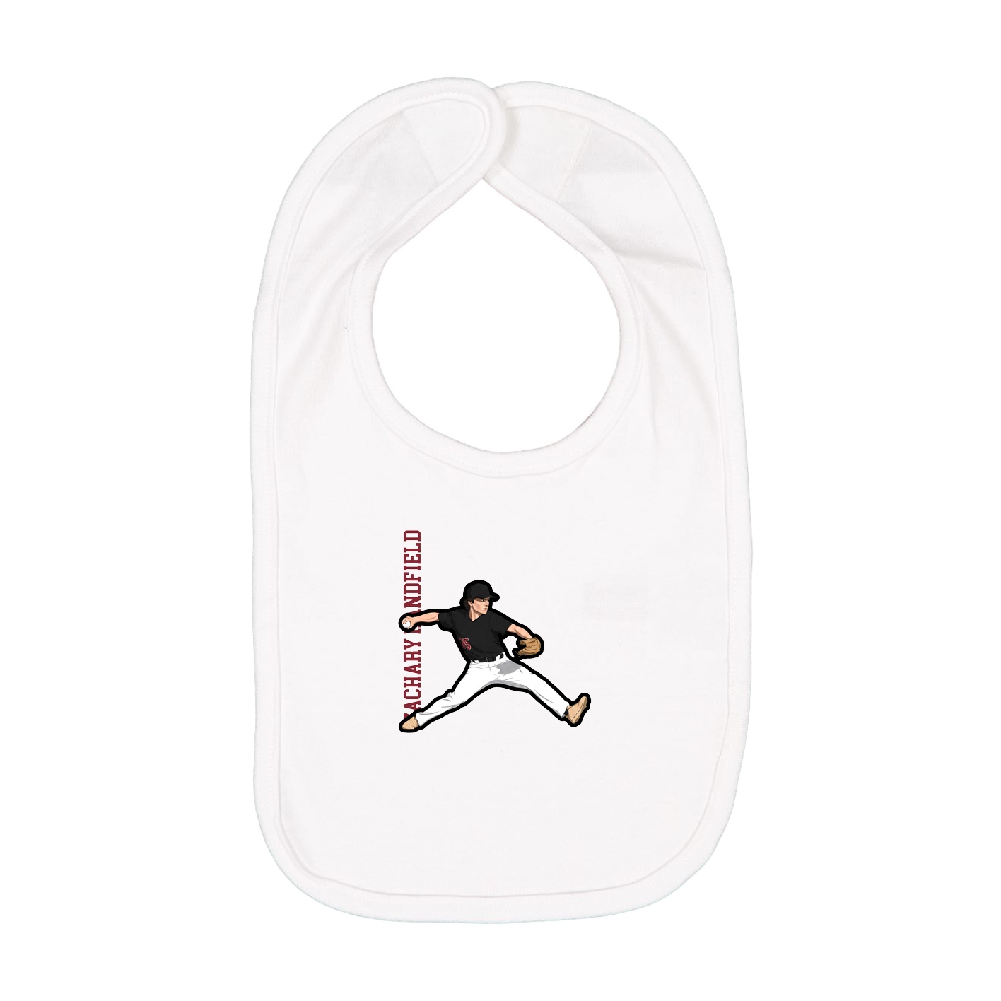 Infant Bib — Name Vertical in White