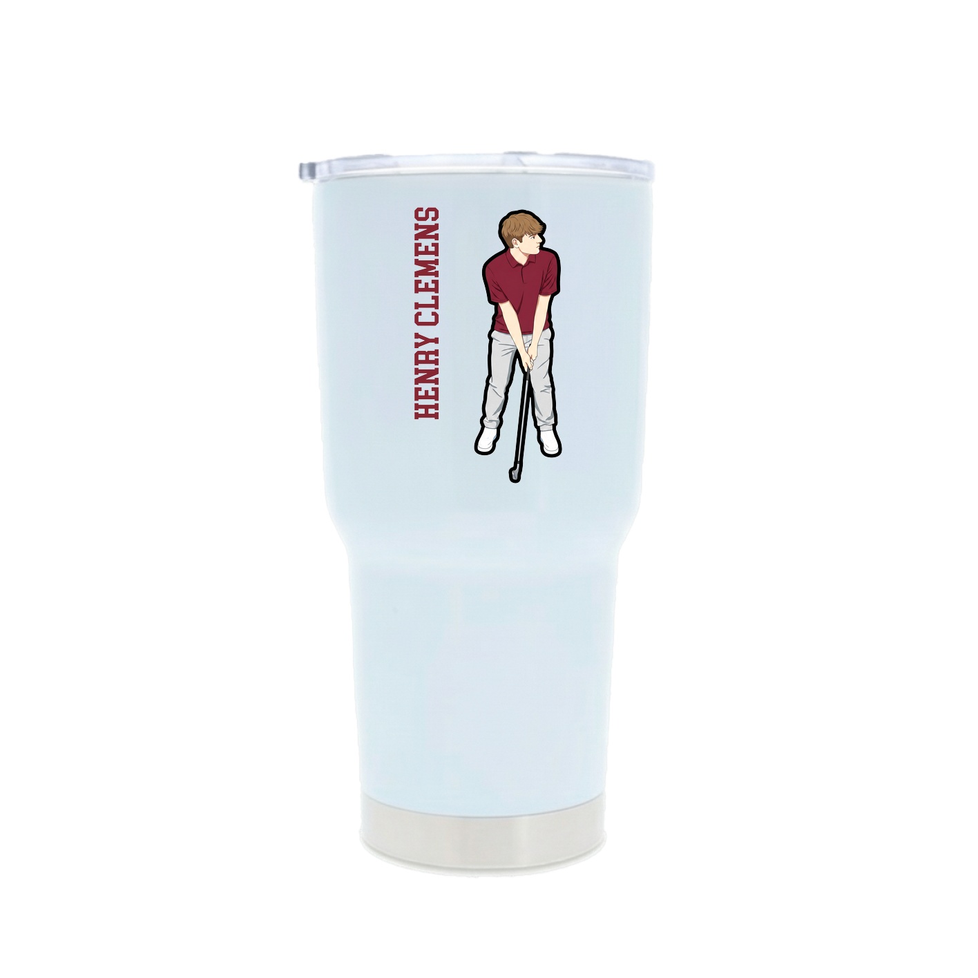 30oz Stainless Steel Tumbler — Name Vertical in White