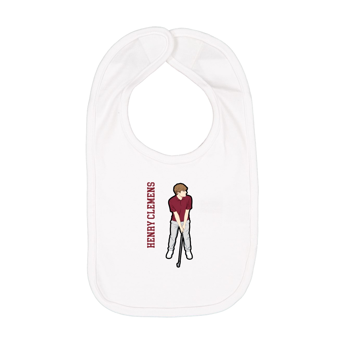 Infant Bib — Name Vertical in White