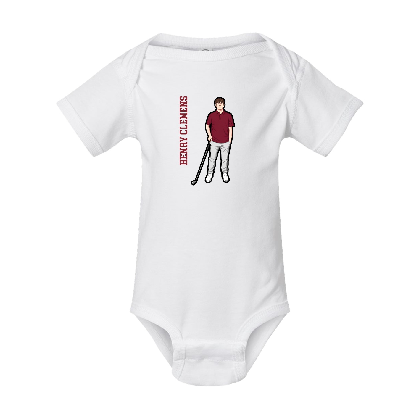 Baby Onesie — Name Vertical in White
