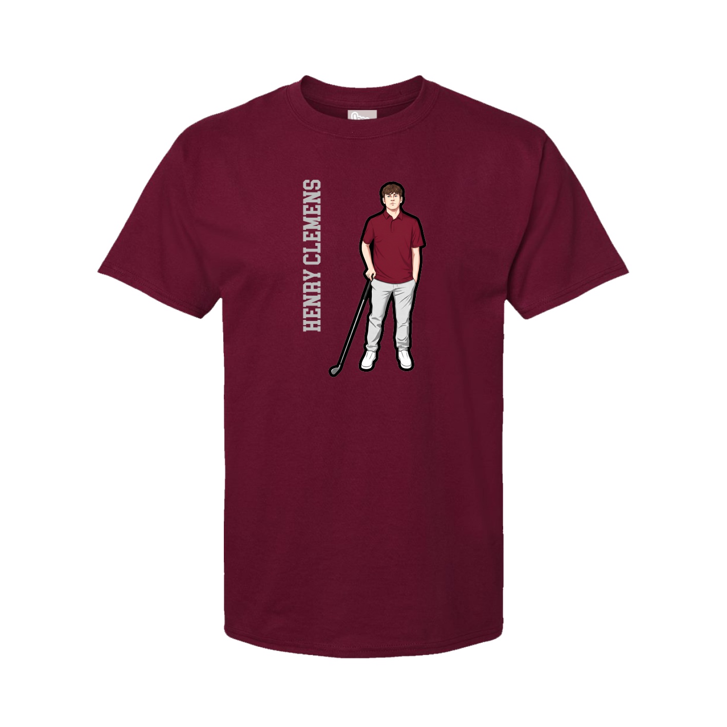 Youth Tee — Name Vertical in Cardinal