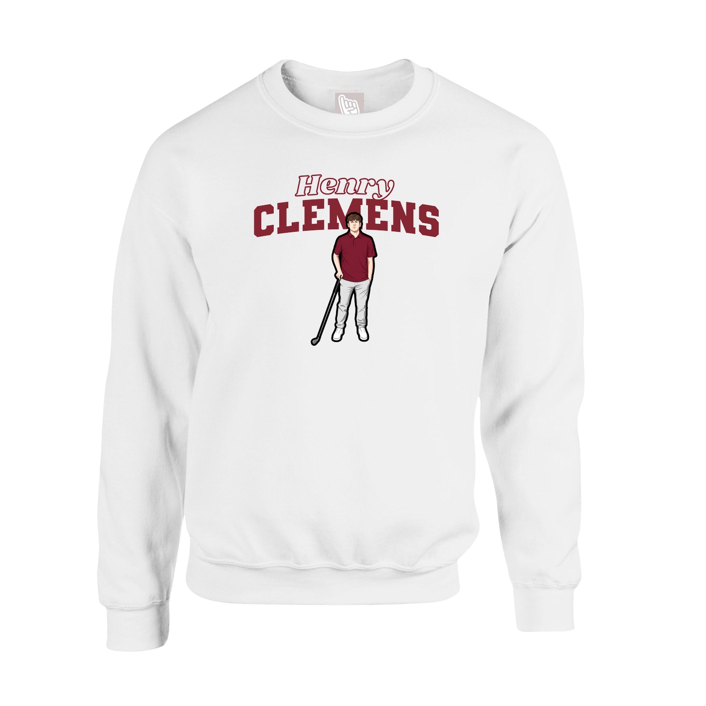 Fleece Crew — Name Arch in White