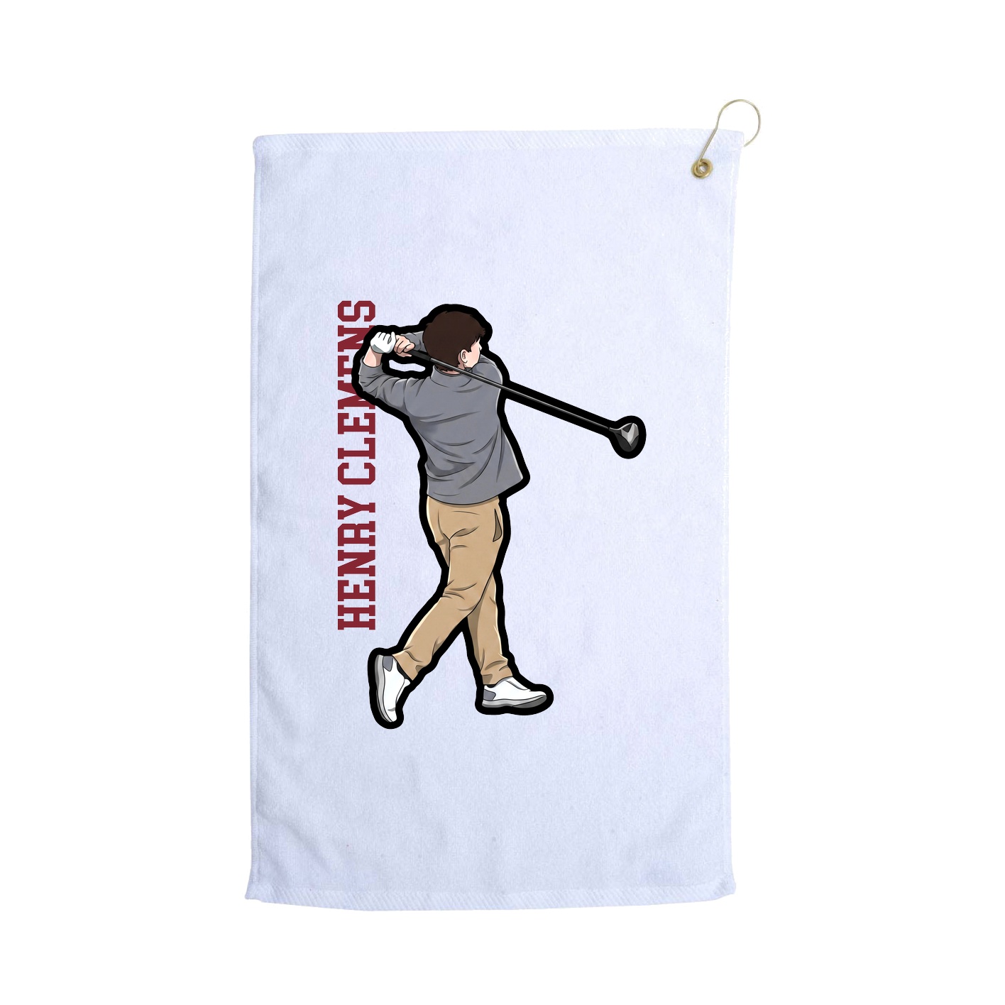 Golf Towel — Name Vertical in White