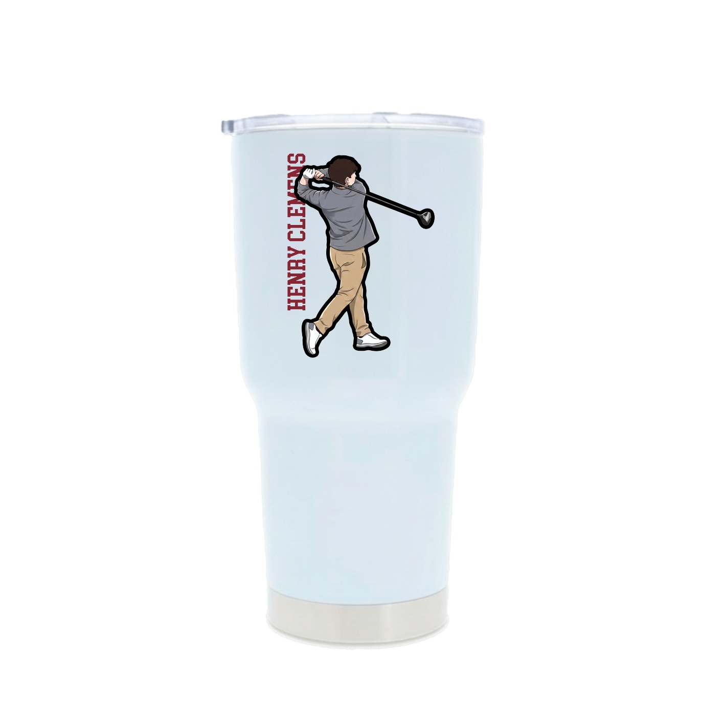 30oz Stainless Steel Tumbler — Name Vertical in White
