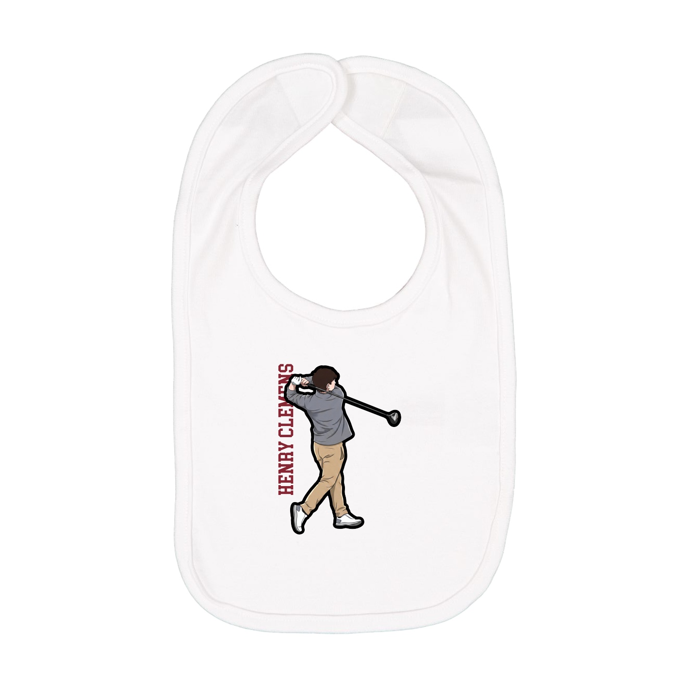 Infant Bib — Name Vertical in White