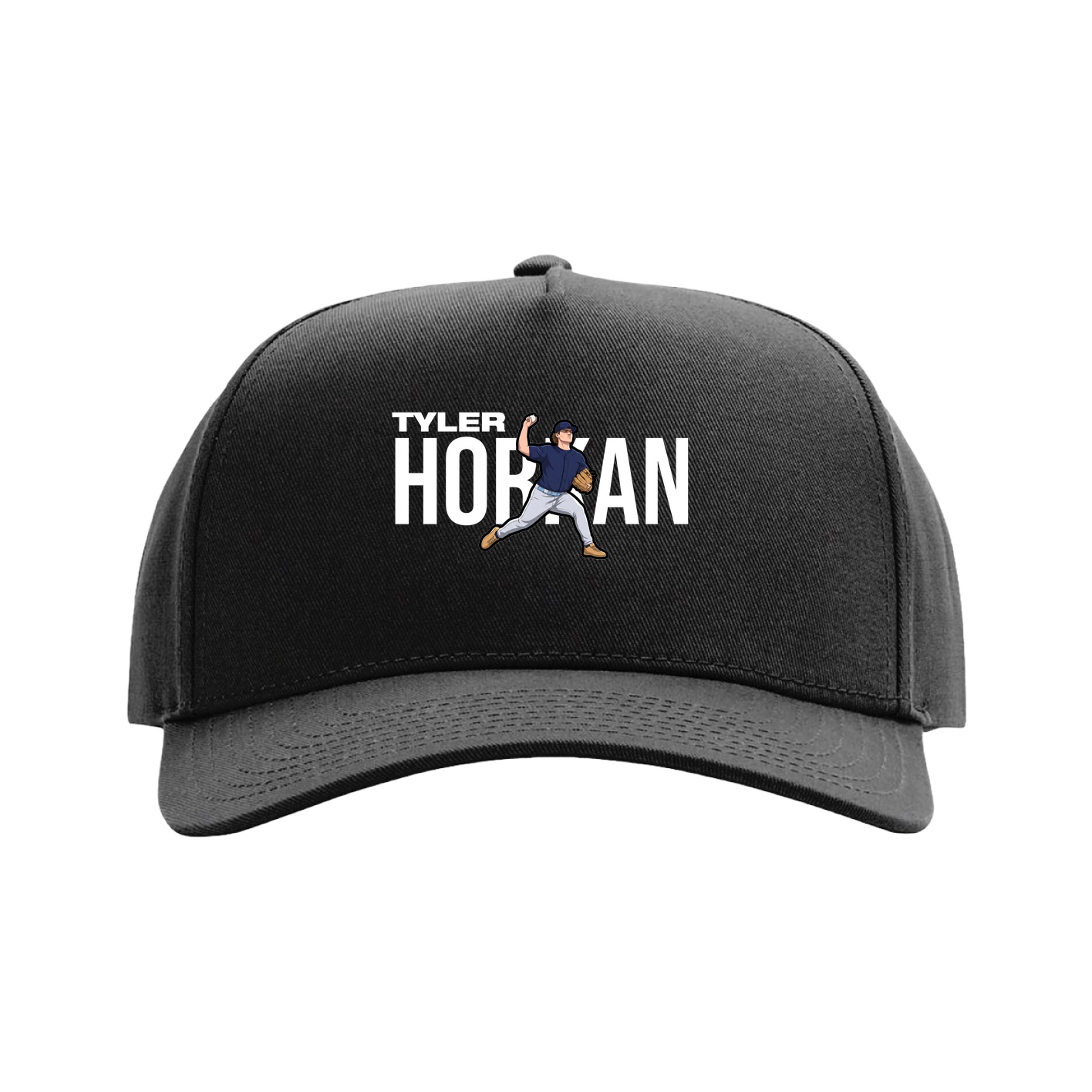 Full Fabric Five-Panel Champ Cap — Player Name in Black