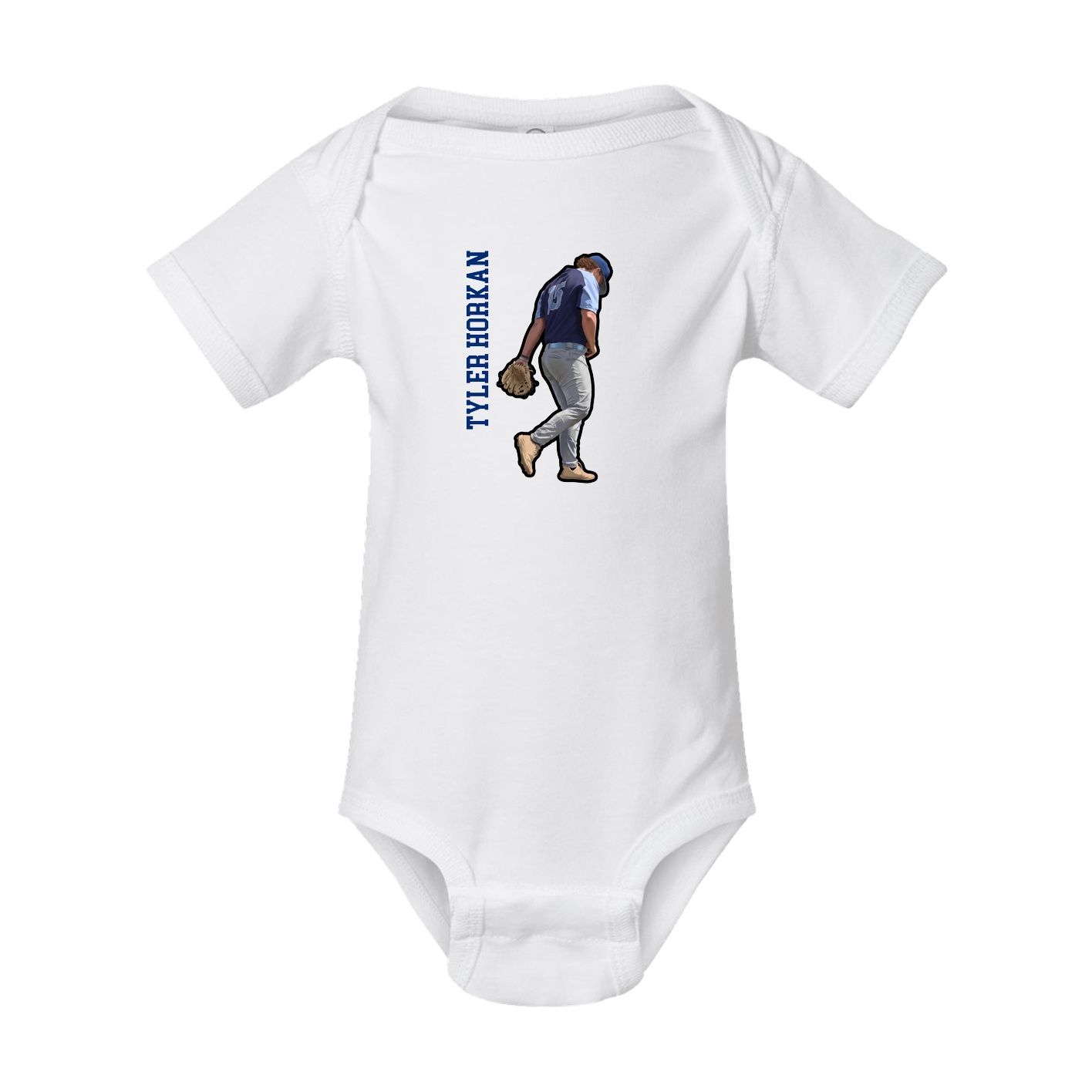 Baby Onesie — Name Vertical in White