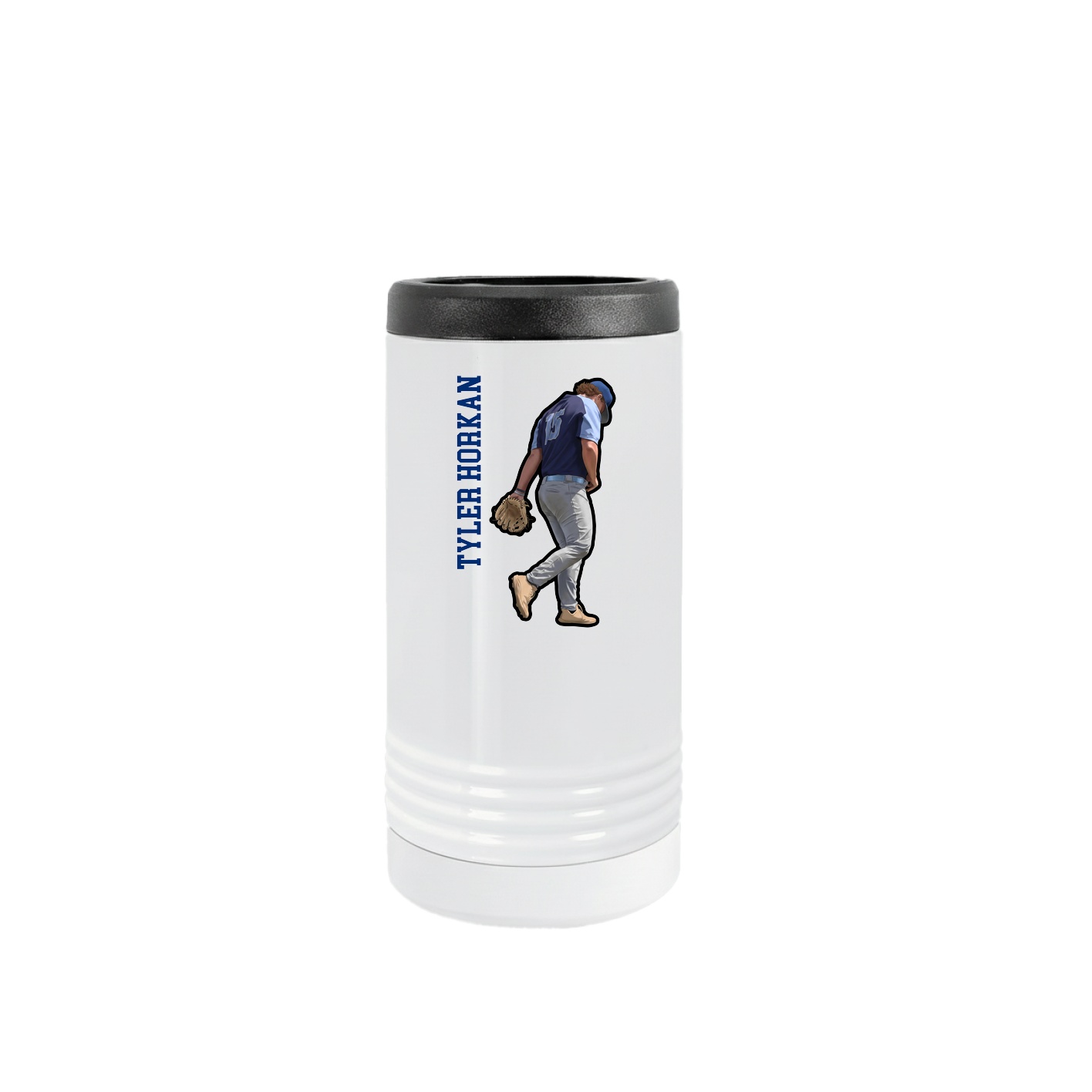 Slim Beverage Holder — Name Vertical in White