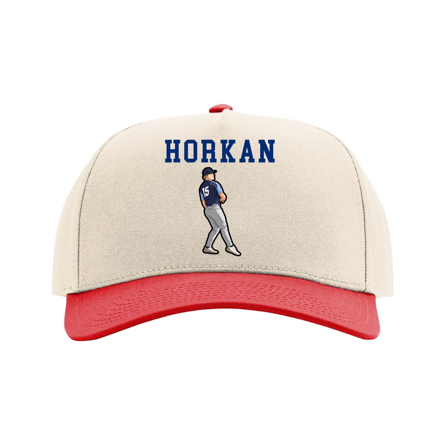 Full Fabric Five-Panel Champ Cap — Shirsey in Cream/Red