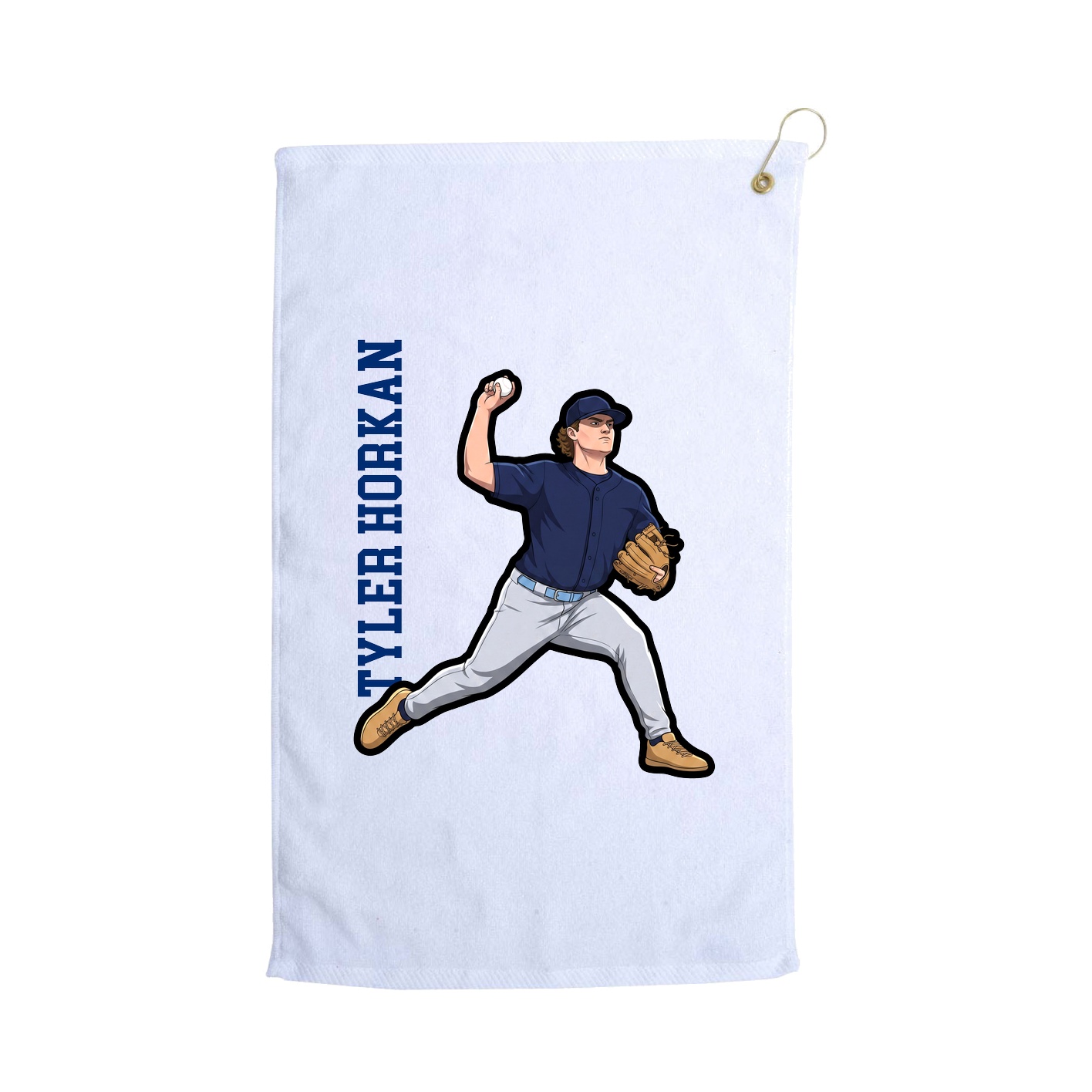 Golf Towel — Name Vertical in White