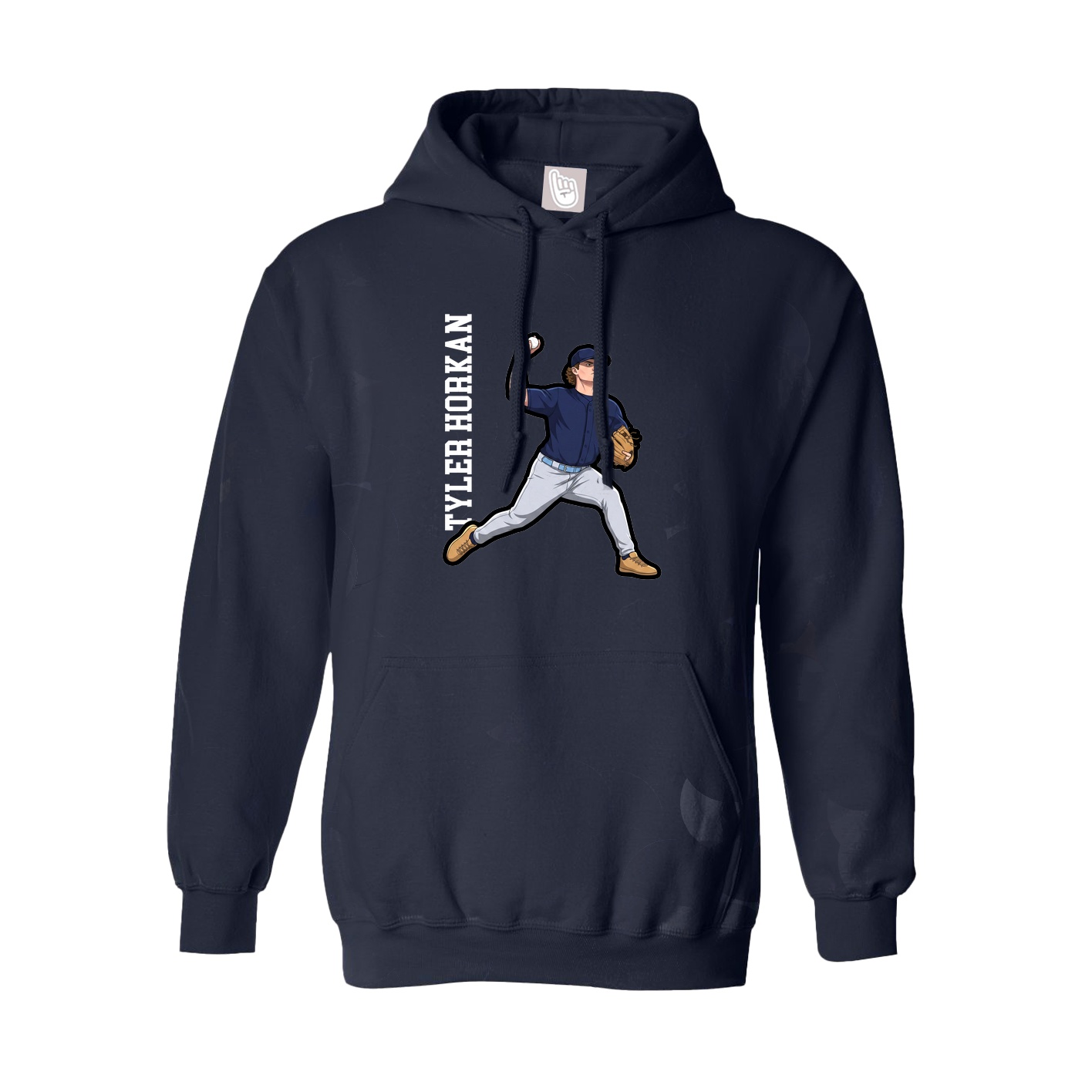 Hoodie — Name Vertical in Navy