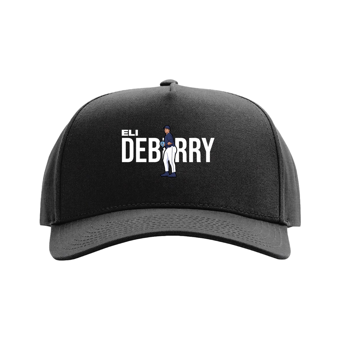 Full Fabric Five-Panel Champ Cap — Player Name in Black