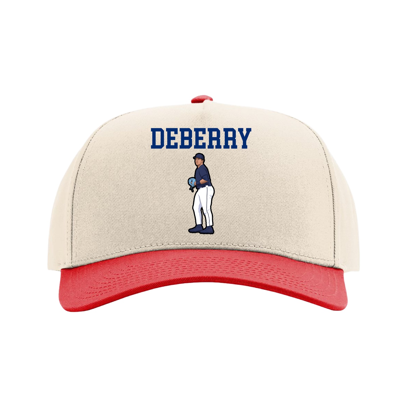 Full Fabric Five-Panel Champ Cap — Shirsey in Cream/Red