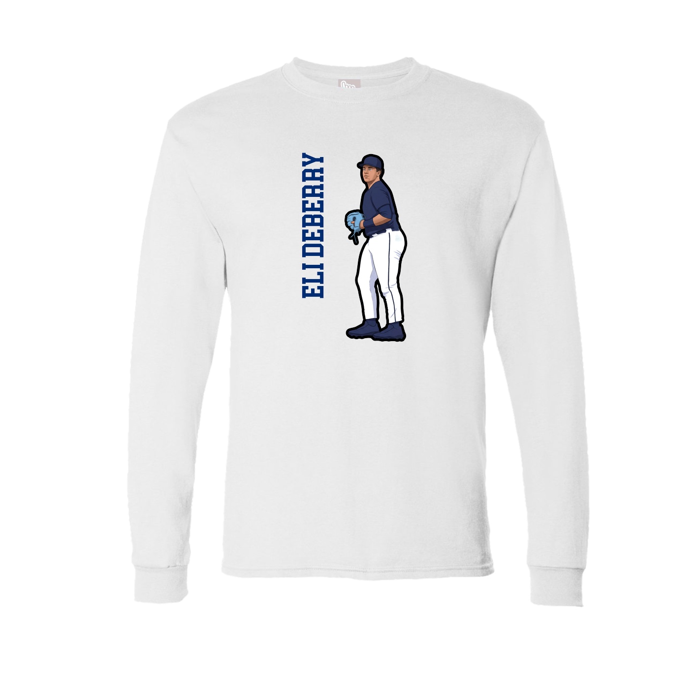 Long Sleeve Tee — Name Vertical in White