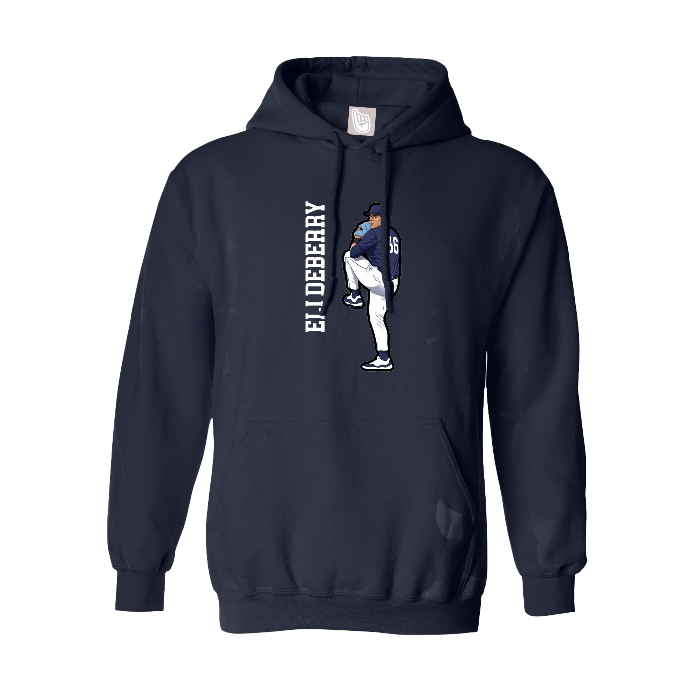Hoodie — Name Vertical in Navy