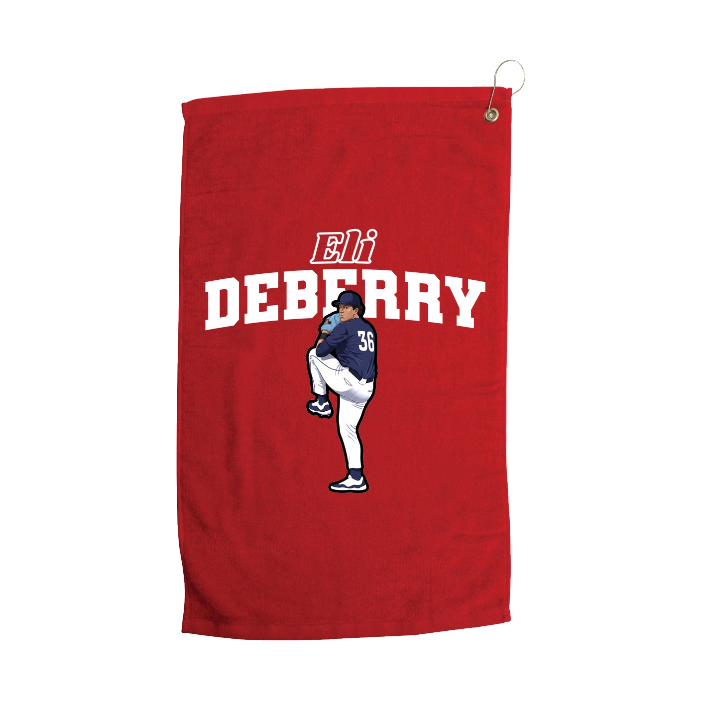 Golf Towel — Name Arch in Red