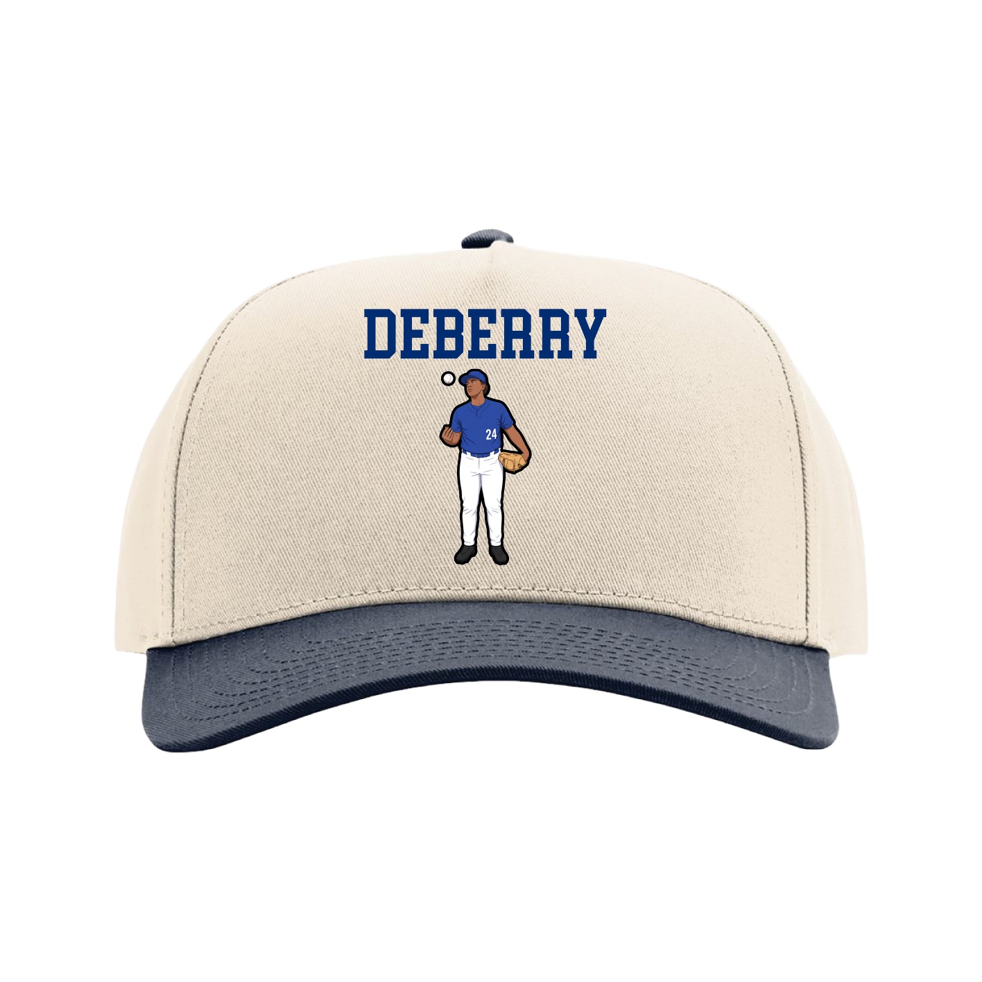 Full Fabric Five-Panel Champ Cap — Shirsey in Cream/Navy