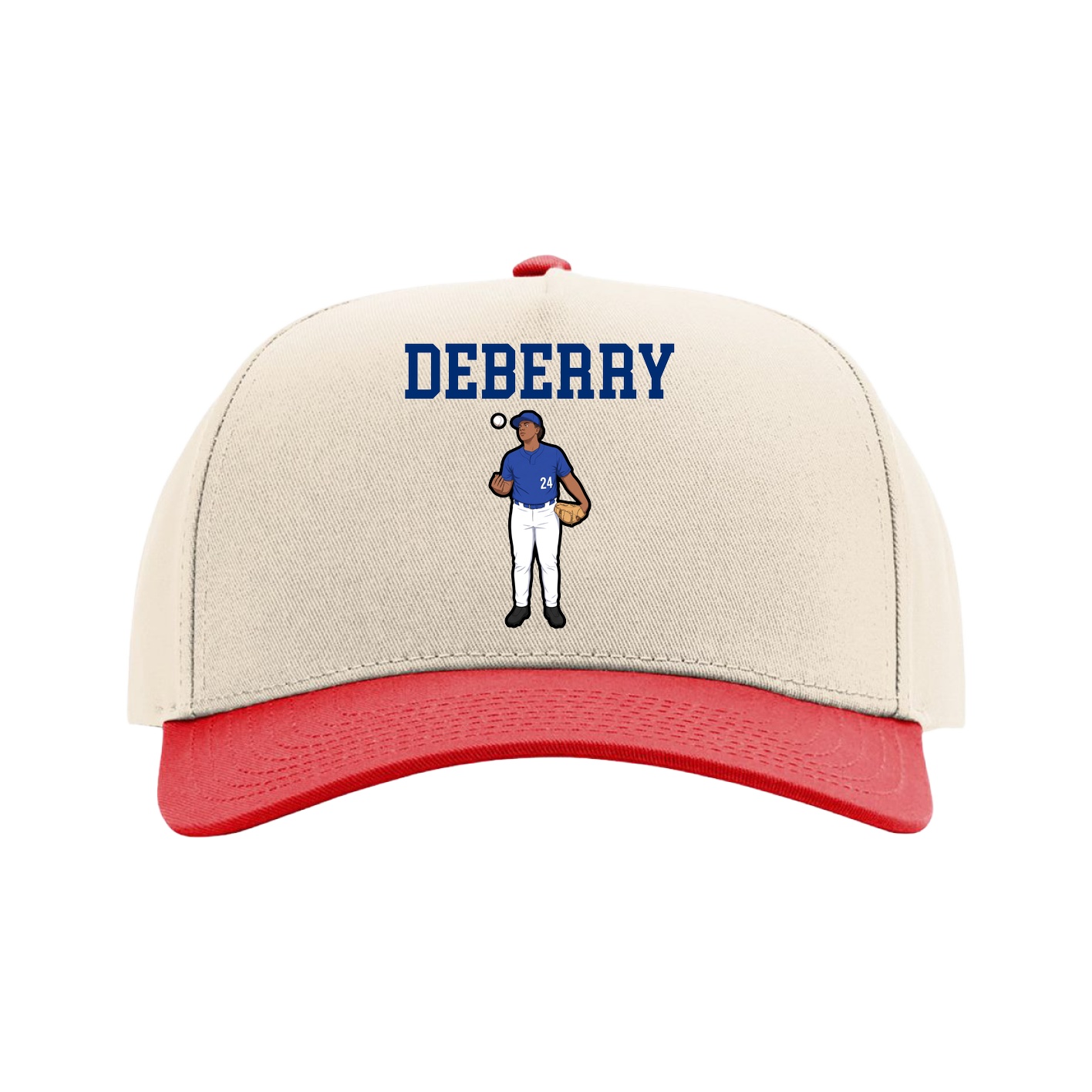 Full Fabric Five-Panel Champ Cap — Shirsey in Cream/Red