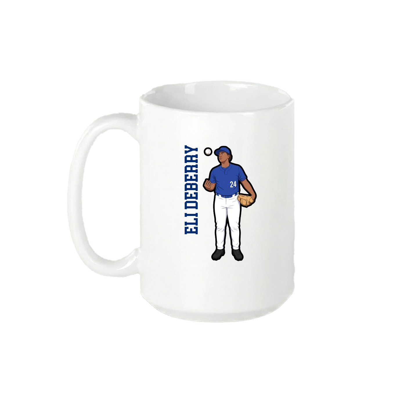 15oz Coffee Mug — Name Vertical in White