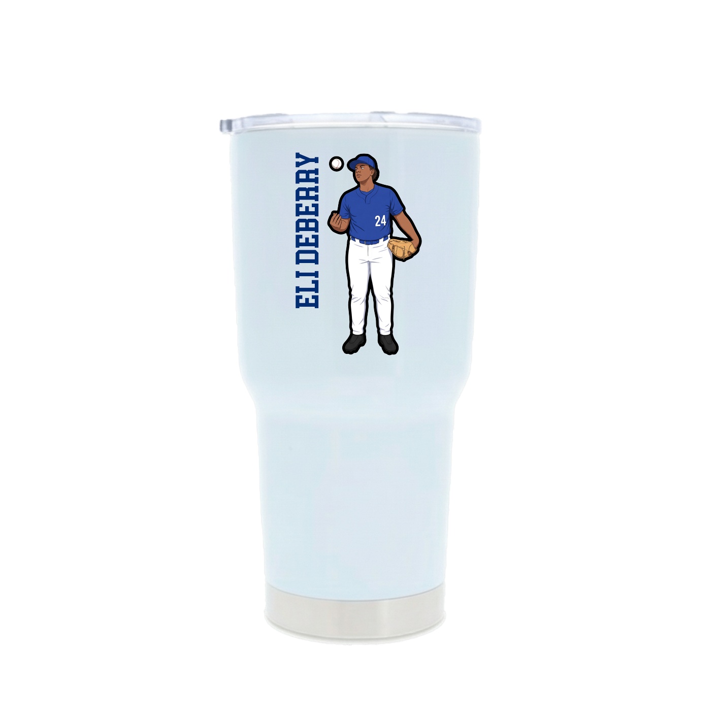 30oz Stainless Steel Tumbler — Name Vertical in White