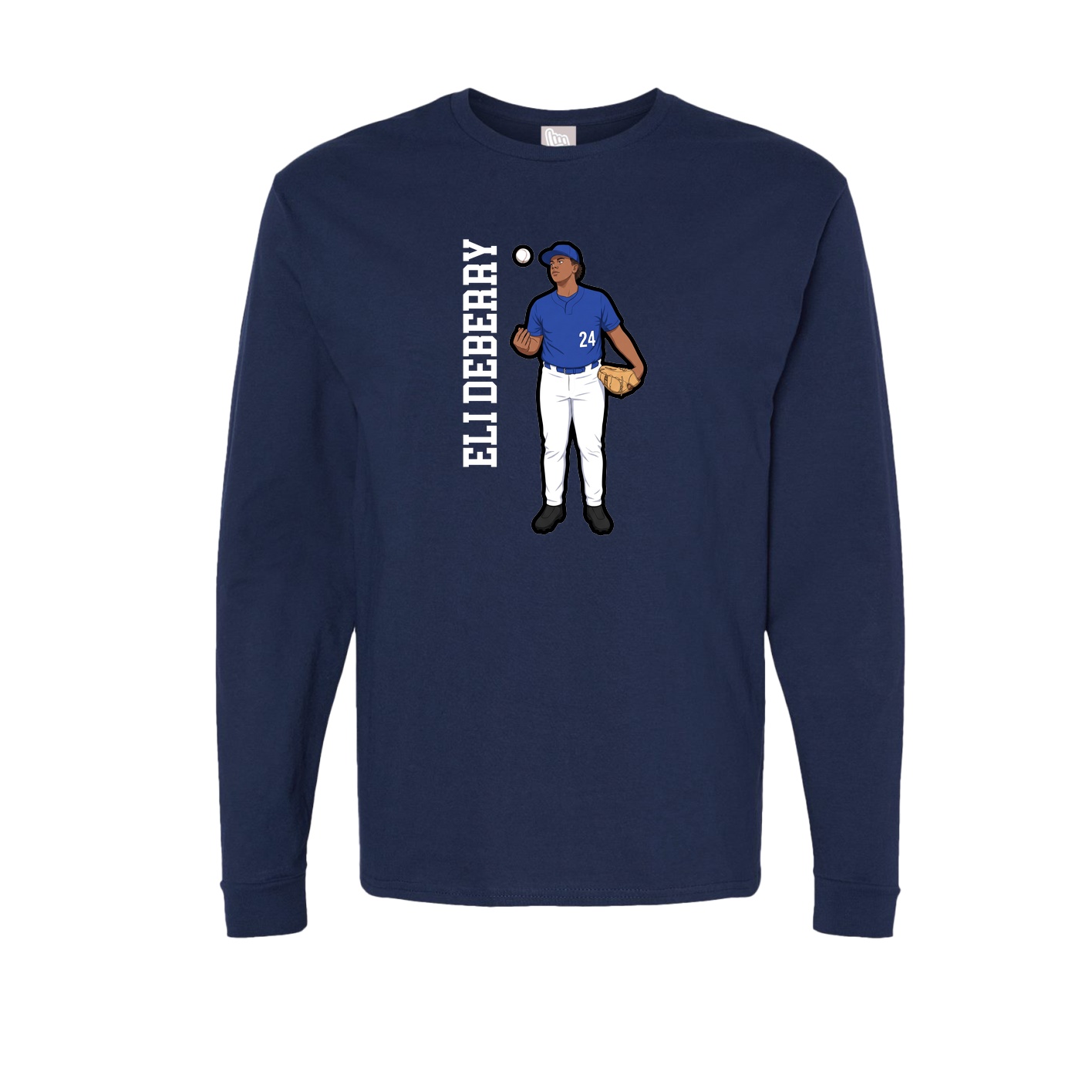 Long Sleeve Tee — Name Vertical in Navy