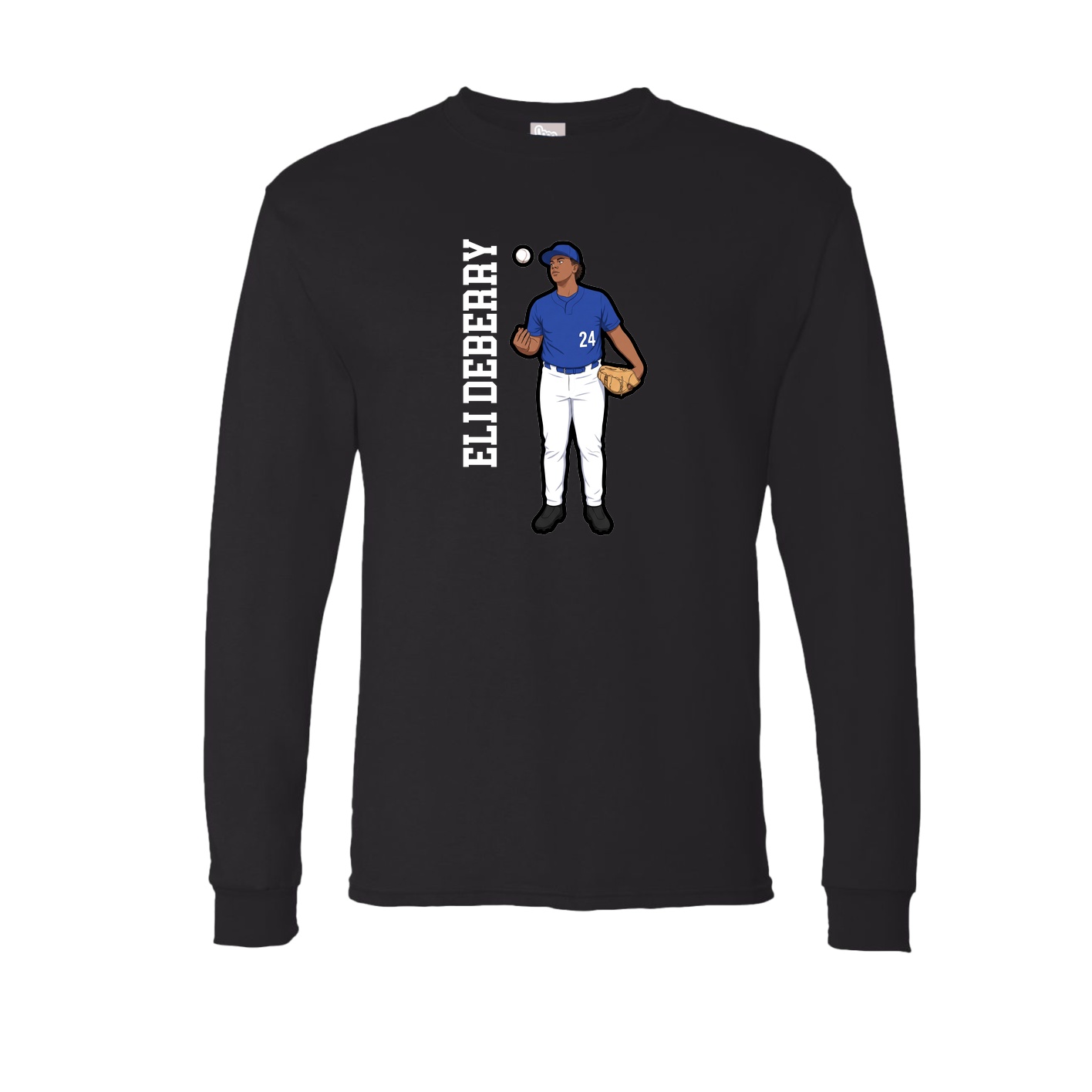 Long Sleeve Tee — Name Vertical in Black