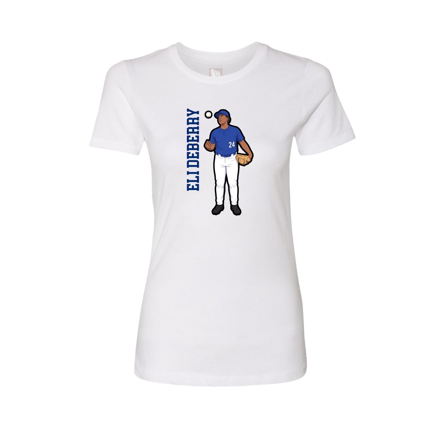 Fitted Women's Tee — Name Vertical in White