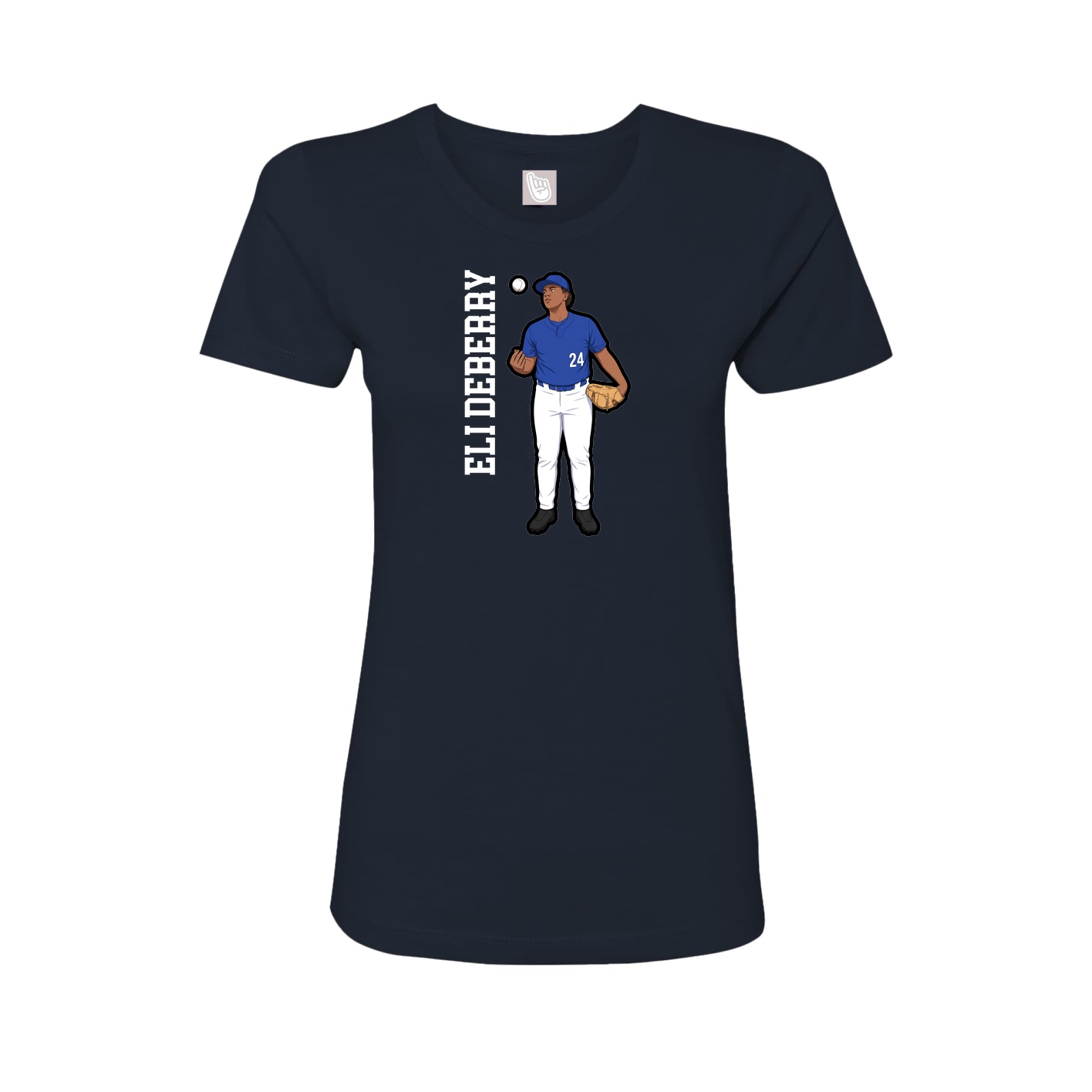 Womens Tee — Name Vertical in Navy
