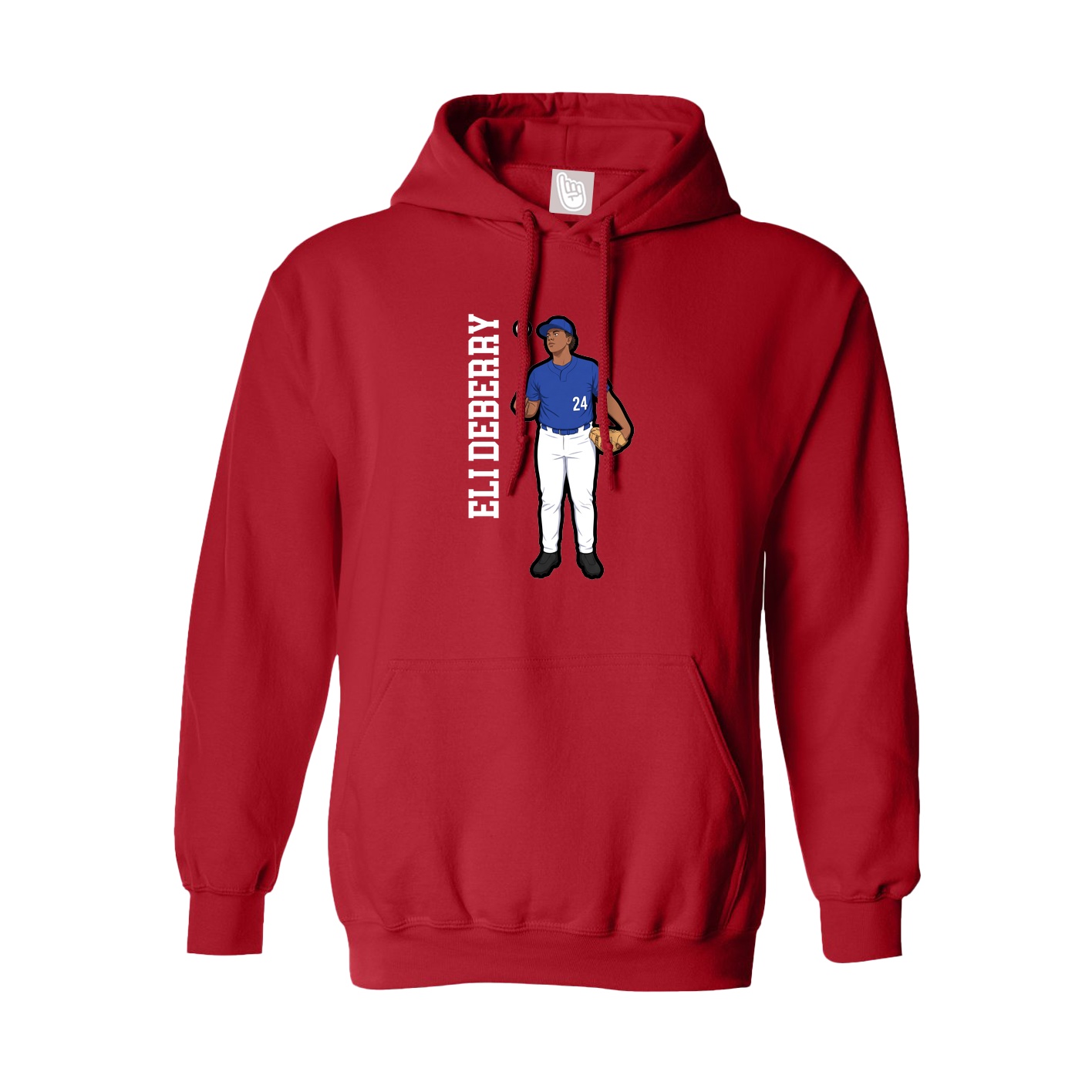 Hoodie — Name Vertical in Red