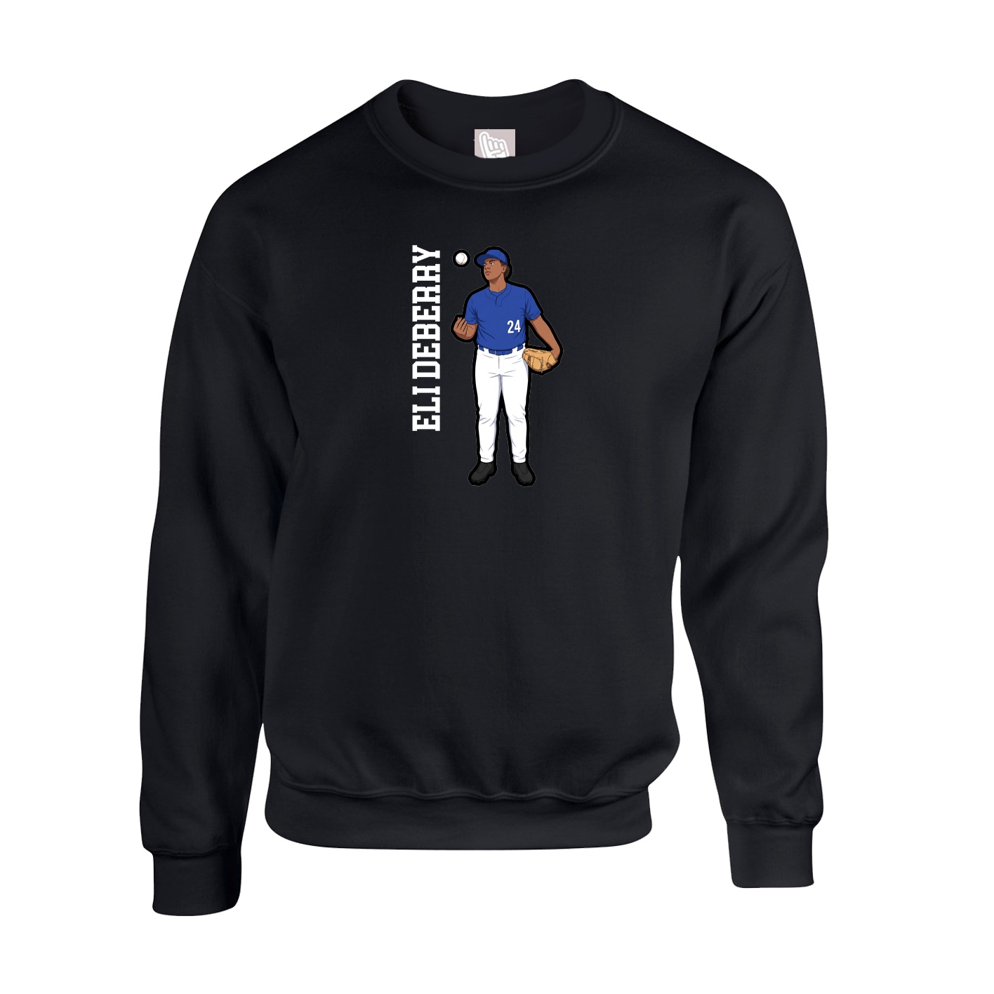 Fleece Crew — Name Vertical in Black