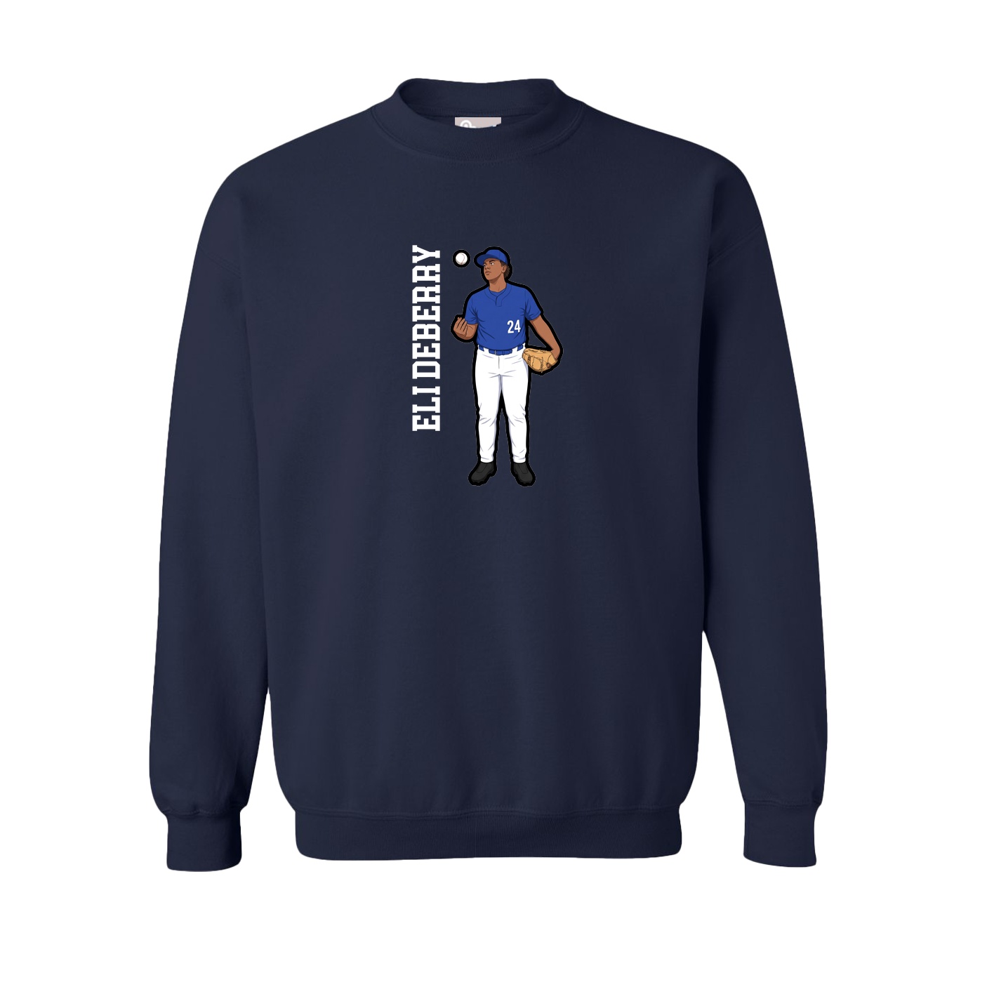 Fleece Crew — Name Vertical in Navy