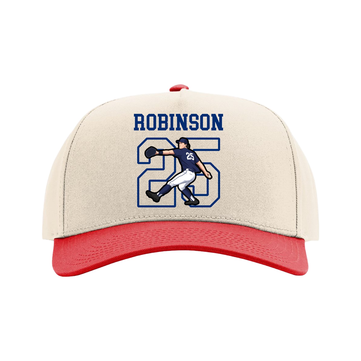 Full Fabric Five-Panel Champ Cap — Shirsey in Cream/Red
