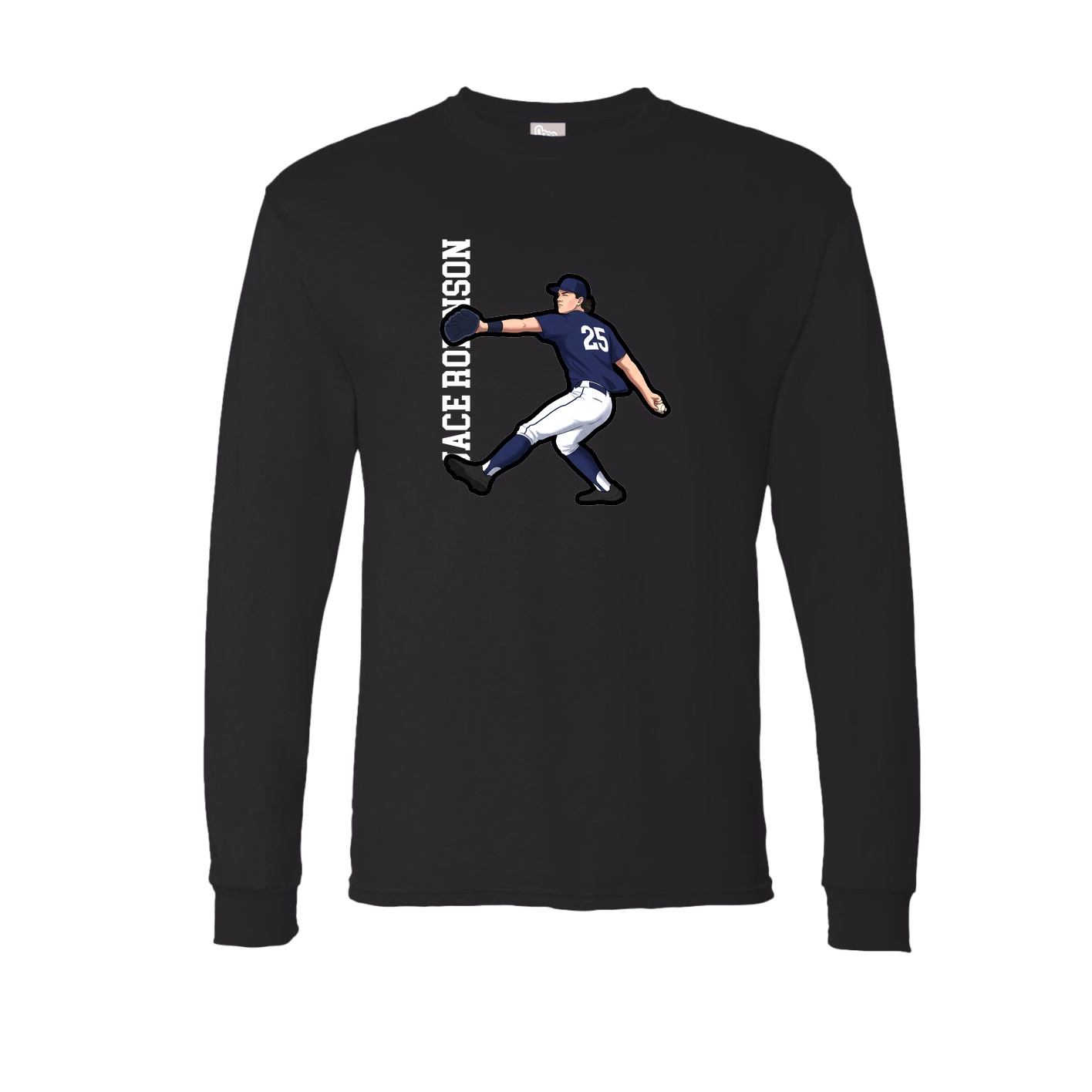 Long Sleeve Tee — Name Vertical in Black
