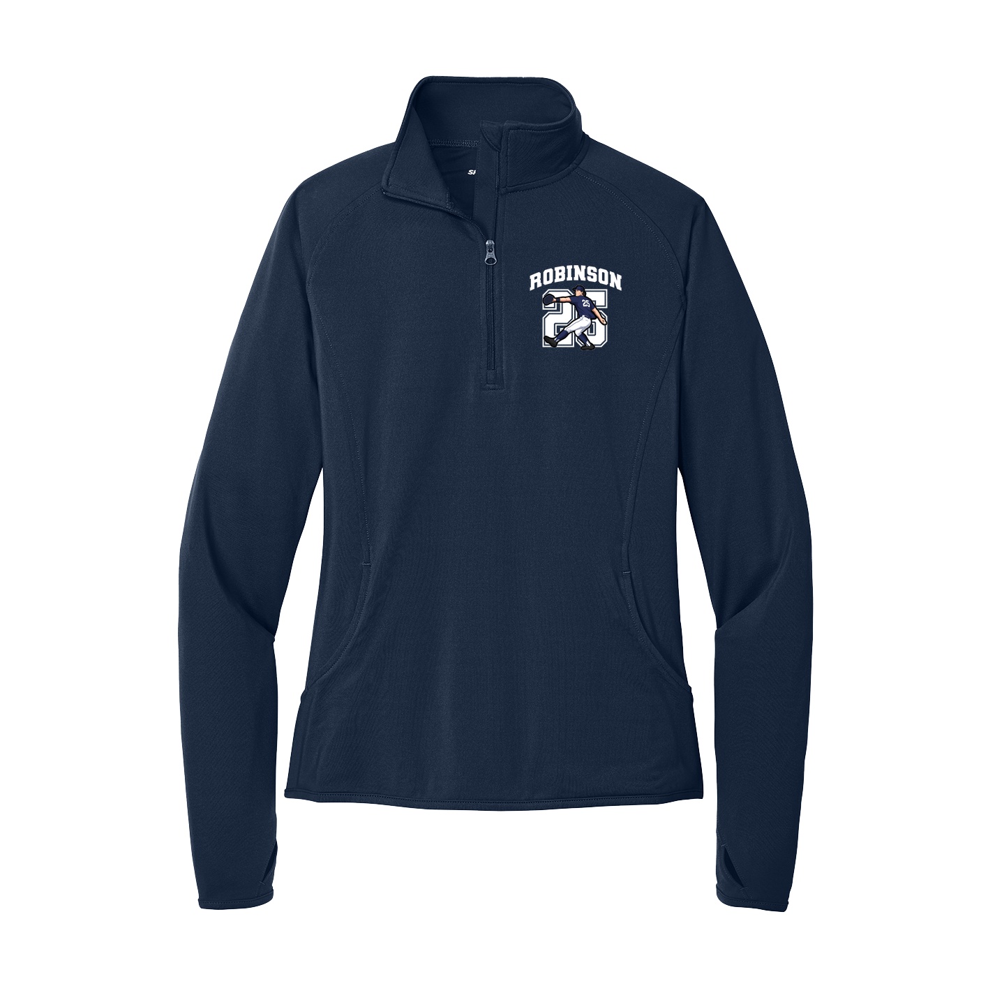 Women's Q-Zip Pullover — Number in Navy