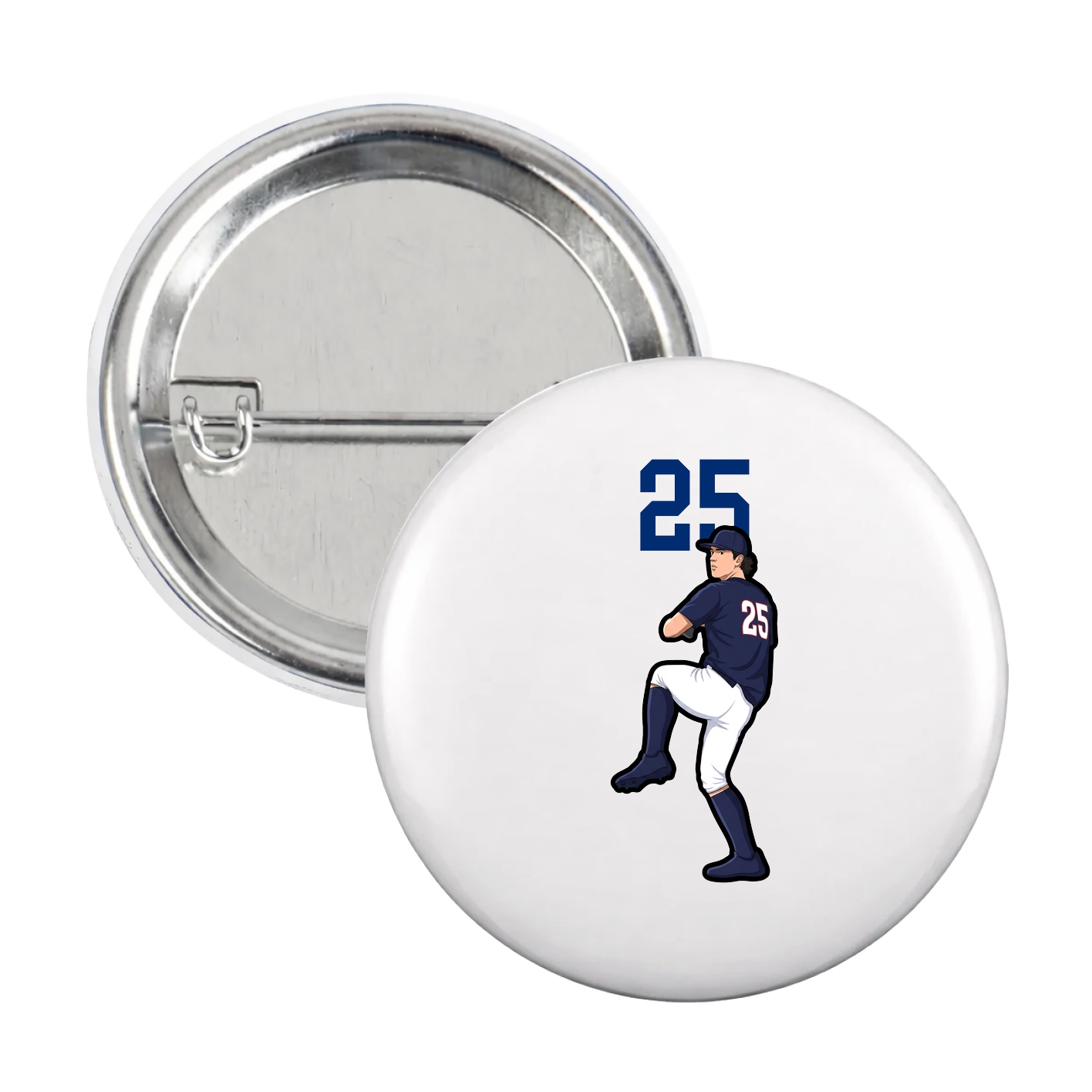 Game Day Button — Number Top in White