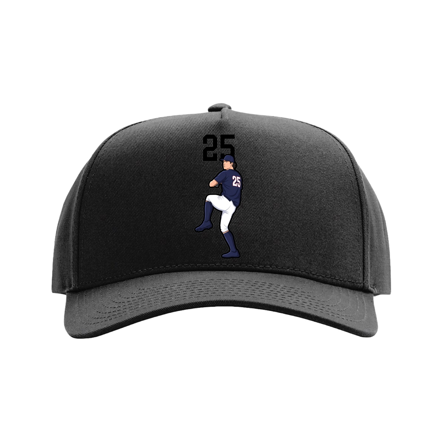 Full Fabric Five-Panel Champ Cap — Number Top in Black